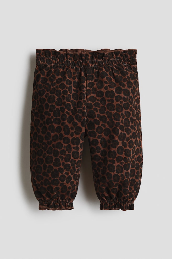 Pantalón de pana estampado - Café/Diseño de leopardo/Beige claro/Floreado/Rosa tenue oscuro/Floreado - 1