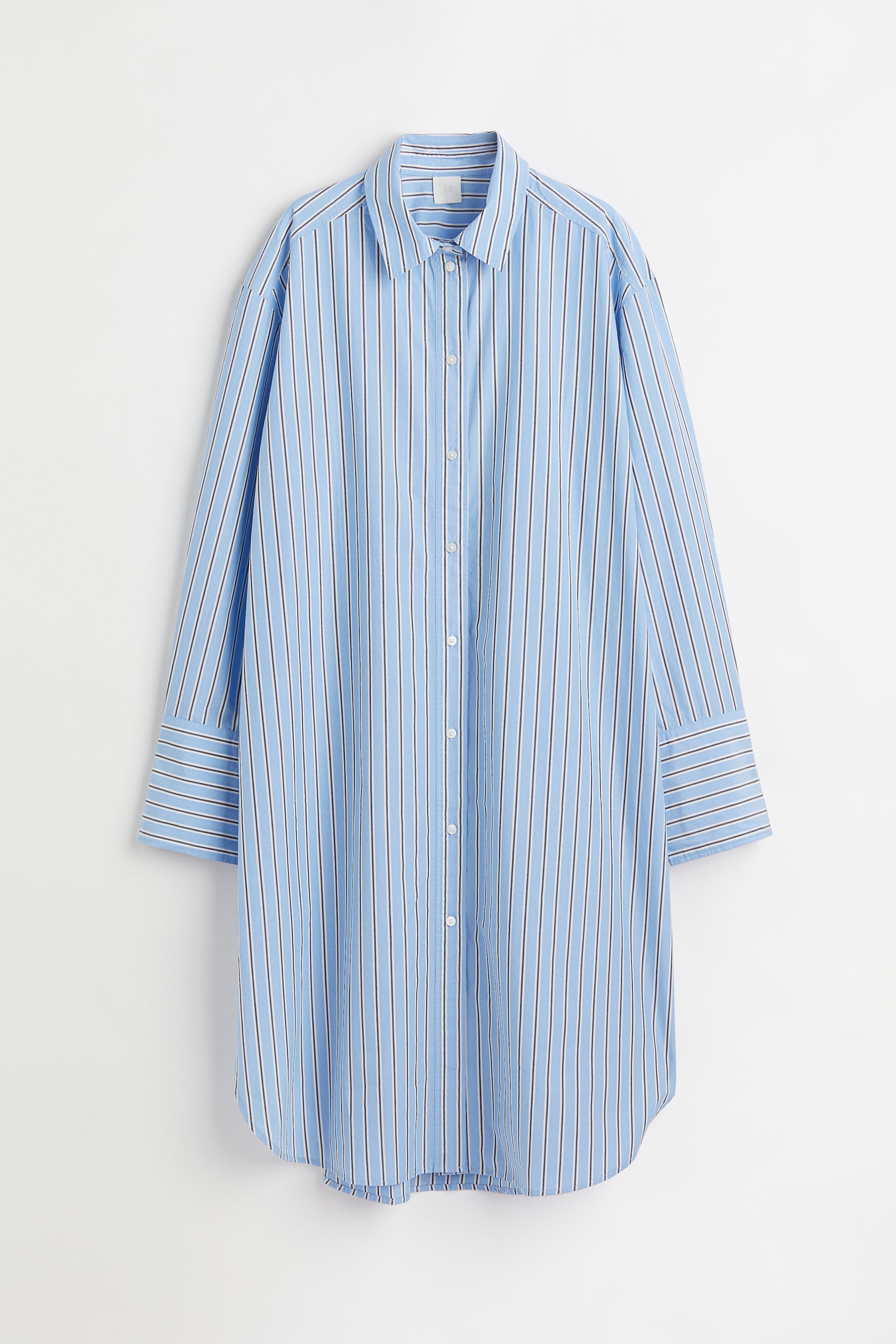 Shirt Dress - Long sleeve - Midi - Light blue/striped - Ladies | H&M US