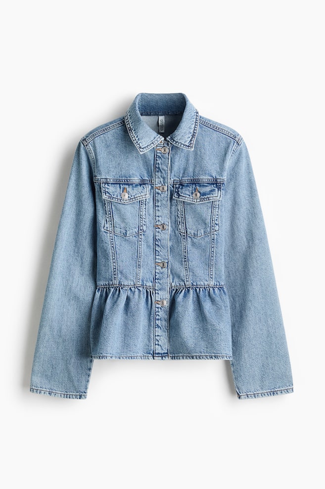 Denim Peplum Jacket - Light denim blue/Denim blue - 1