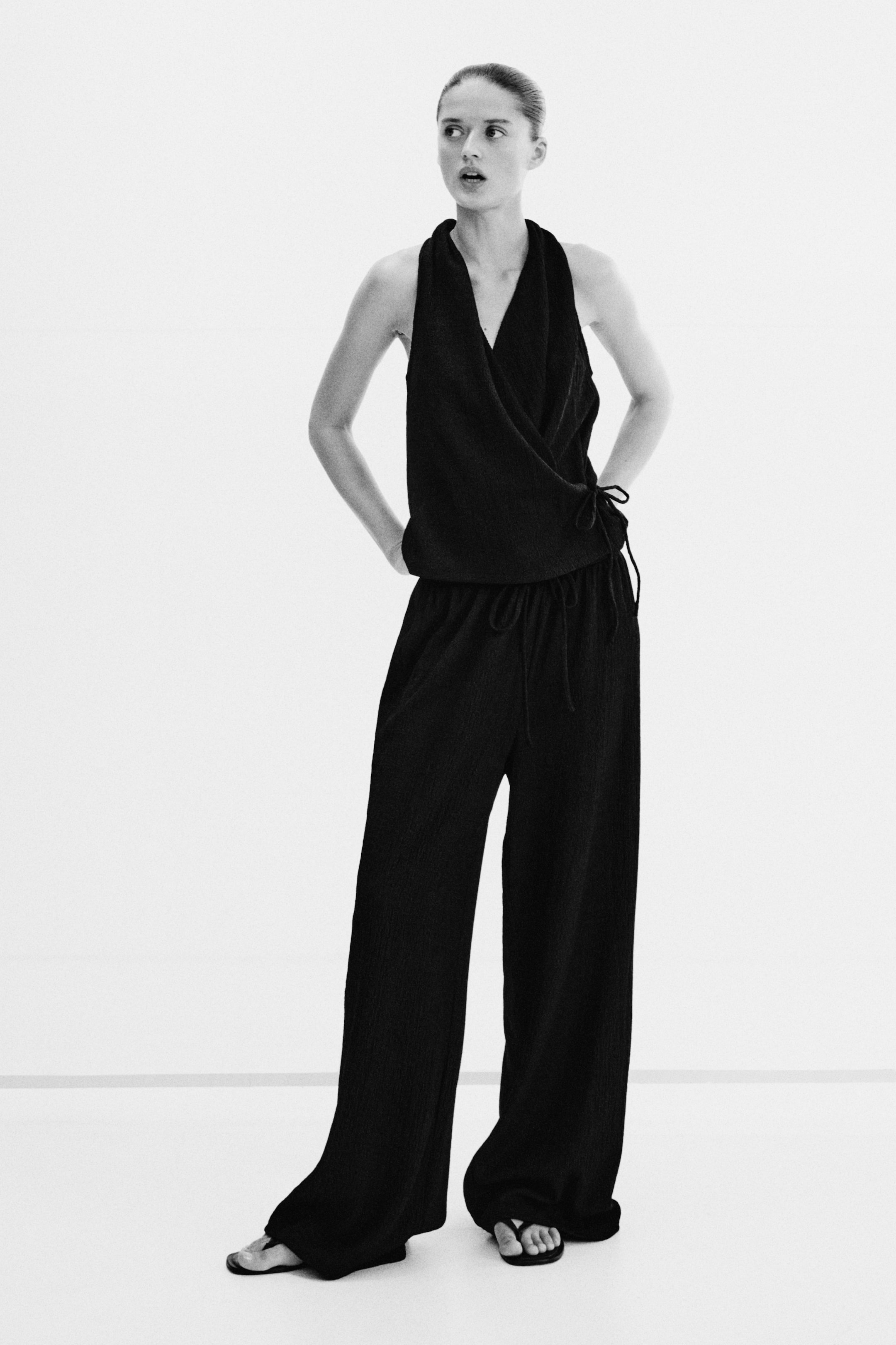 Женские брюки H&M Textured Drawstring Pants — фото 3