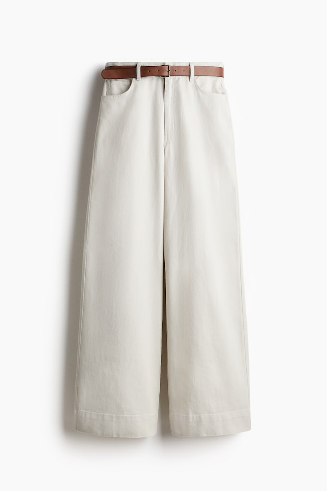 Twillhose mit Gürtel - Hellbeige - 1