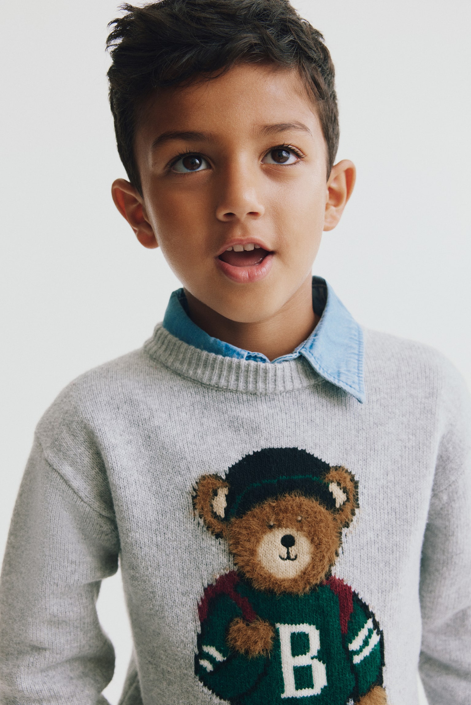 Детский свитер H&M Jacquard-Knit, цвет: Серый меланжевый — фото 4