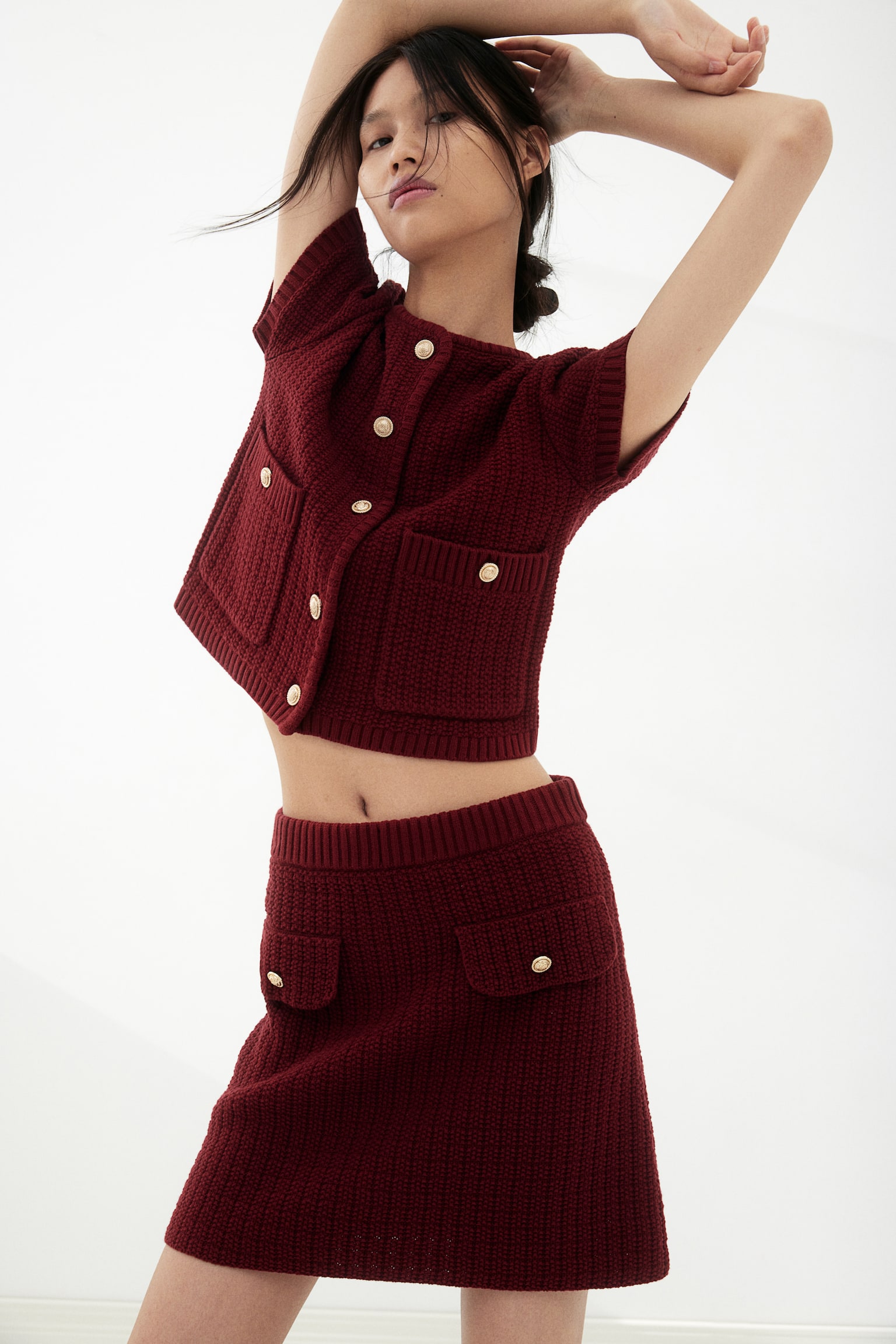 Moss Knit Skirt - Dark red - 4