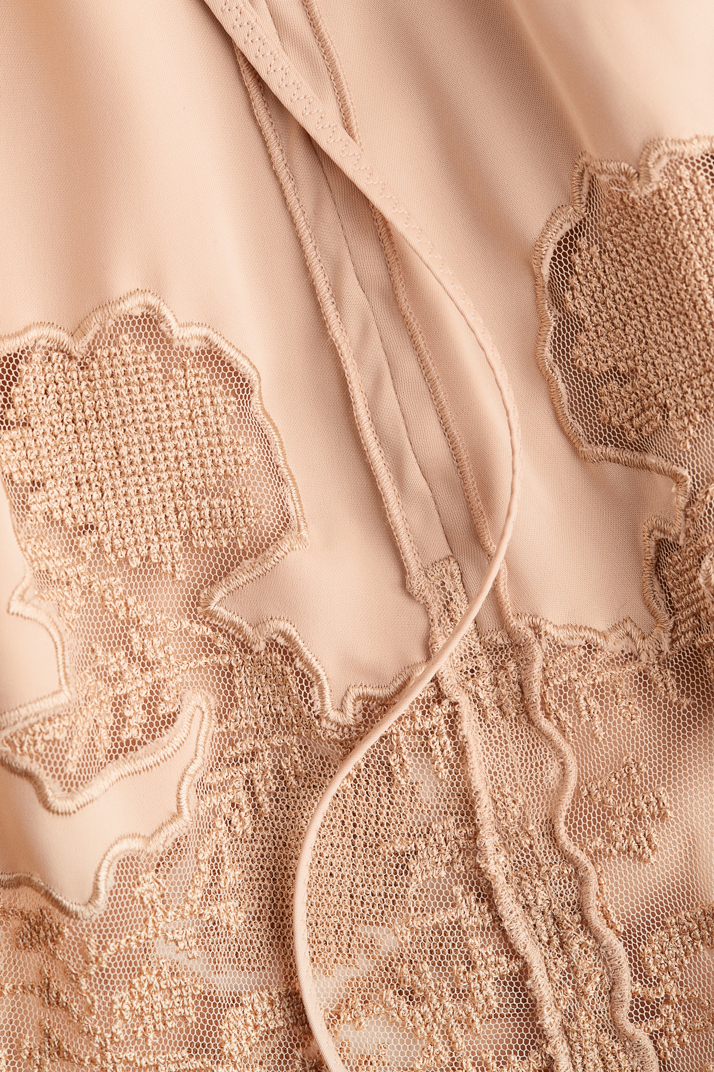 Lace-Inset Satin Dress - Peach pink Lace-Inset Satin Dress - Peach pink