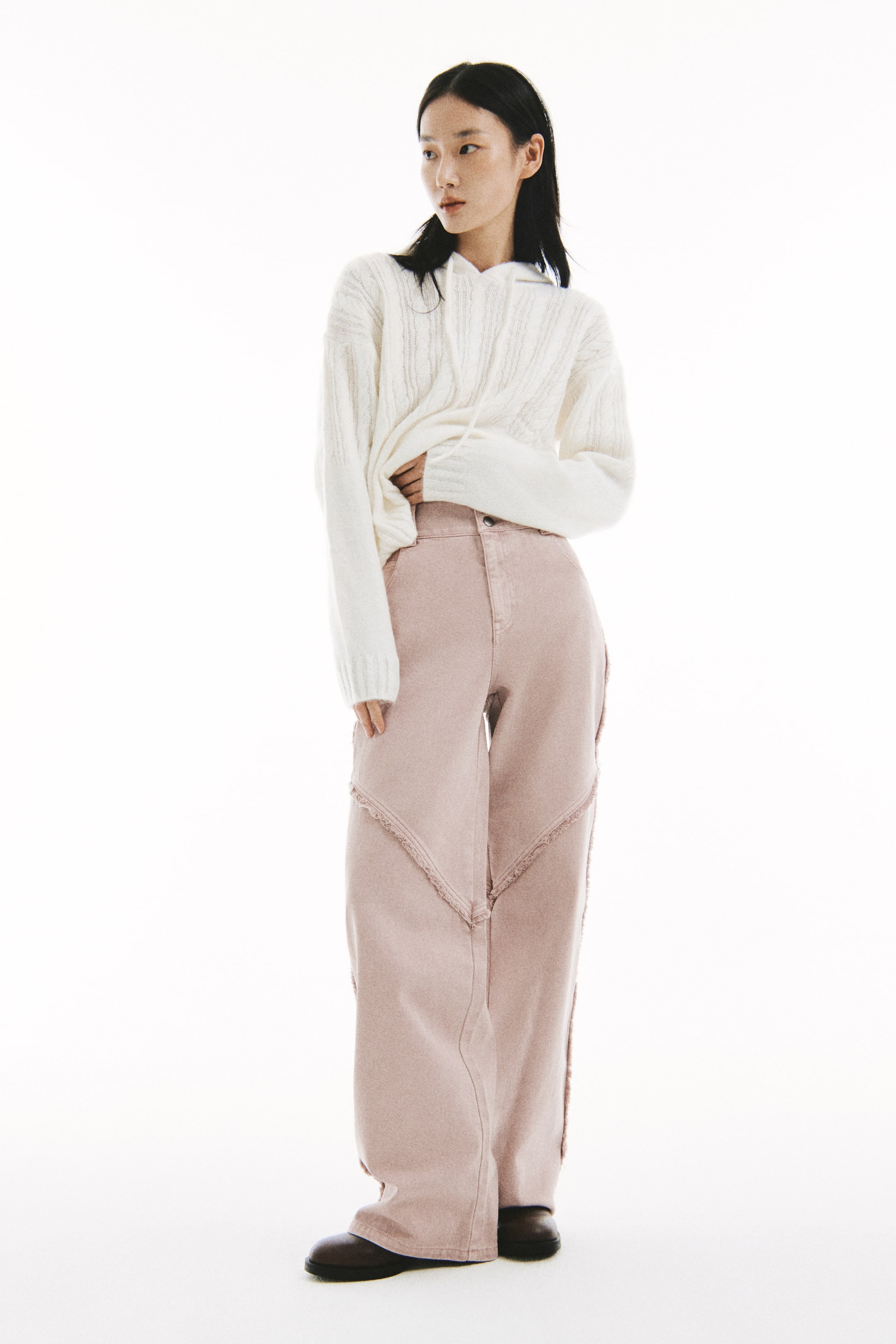 拡大画像を表示: フレイドトリムデニム - パウダーピンク - レディース | H&M JP 1