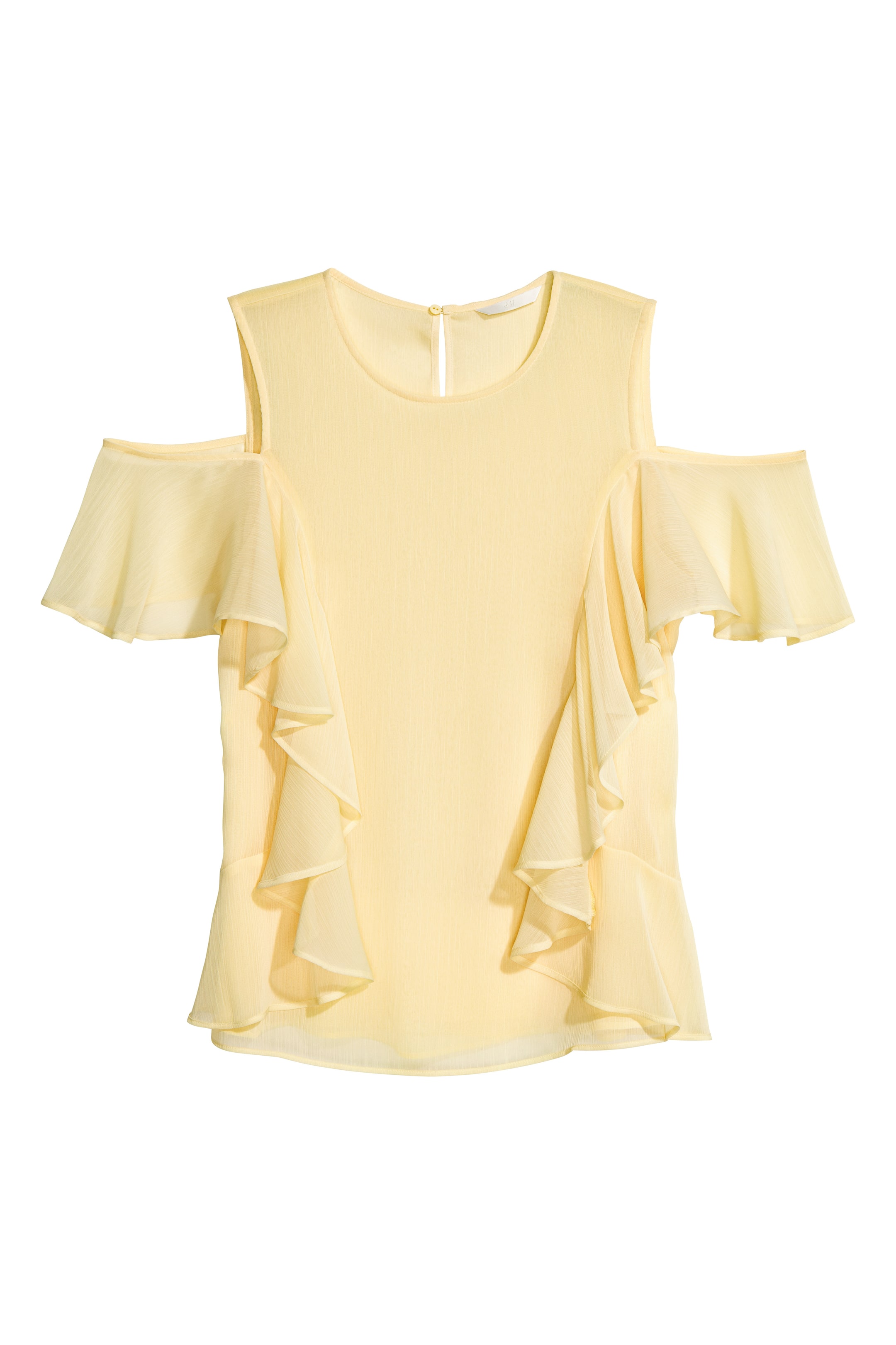 View larger image: Cold shoulder flounced blouse - Light yellow - Ladies | H&M GB 1