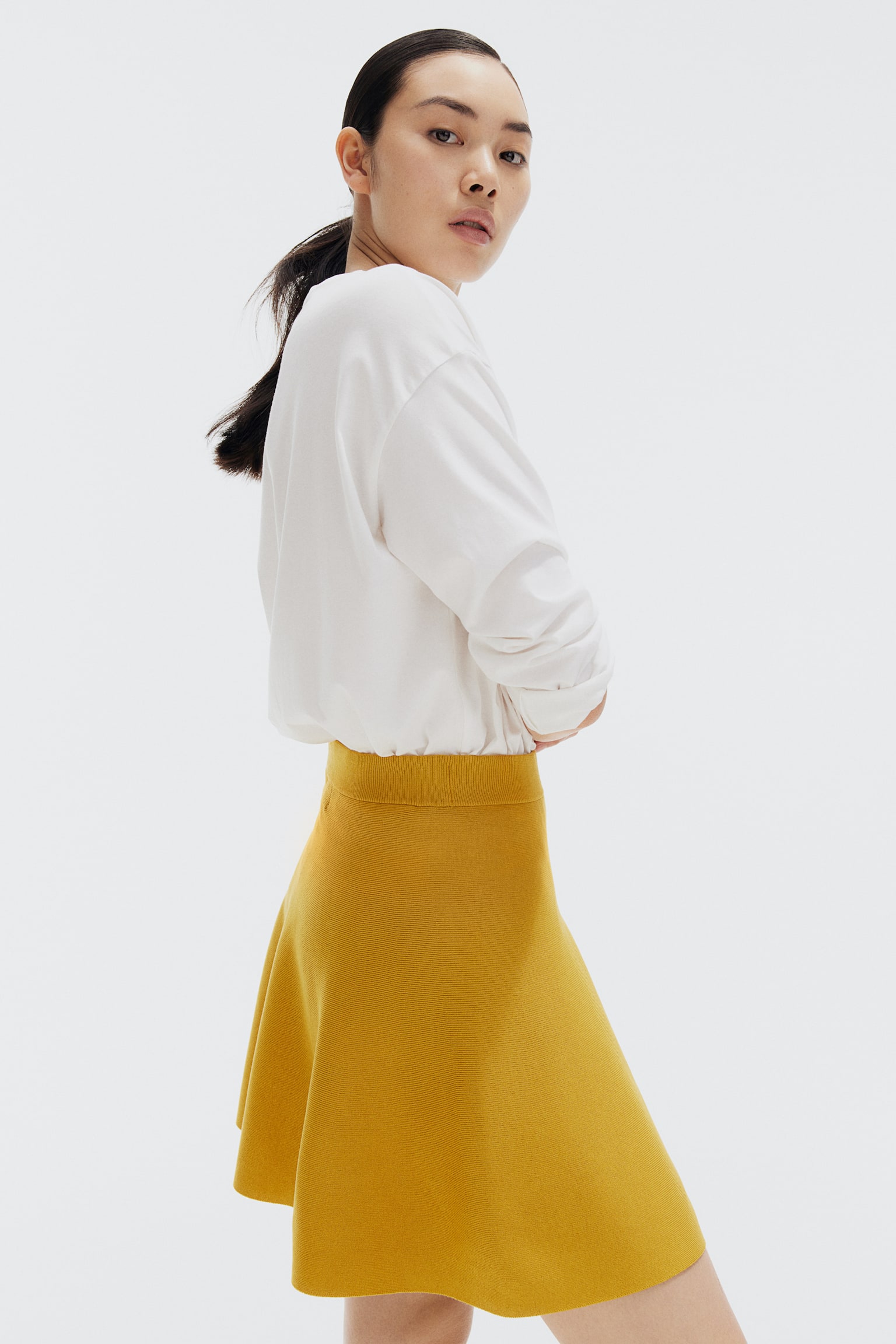 Knitted skater skirt - Yellow - 1