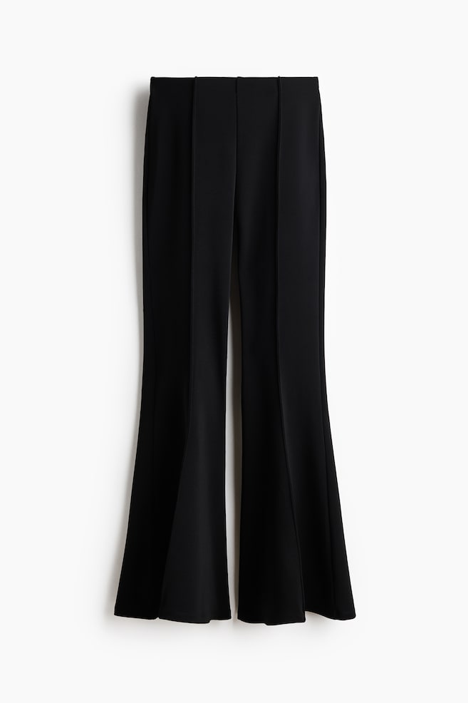 Creased Flared Pants - Black - 1