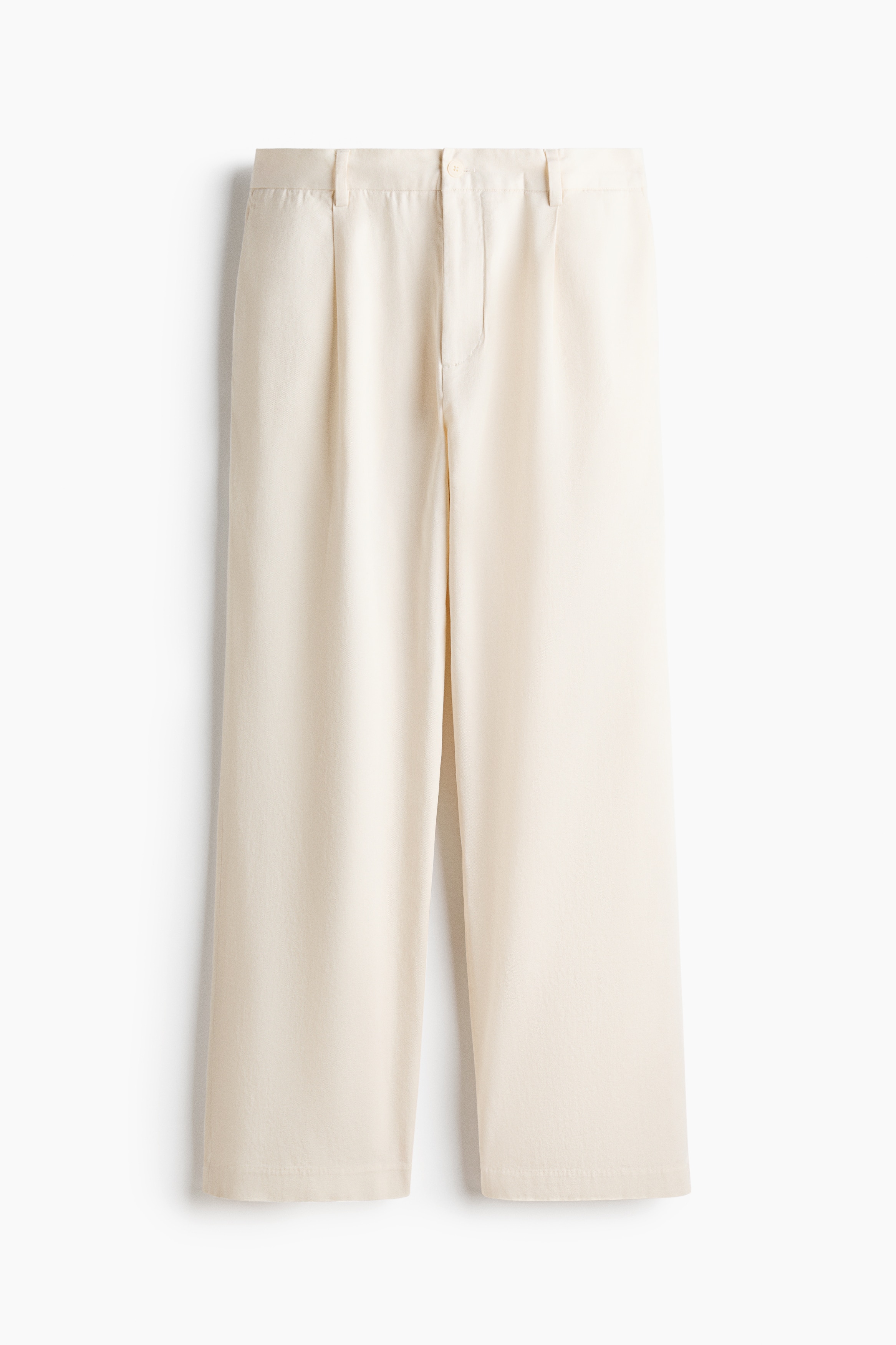 Relaxed Fit Pleated trousers - Light beige/Dark brown