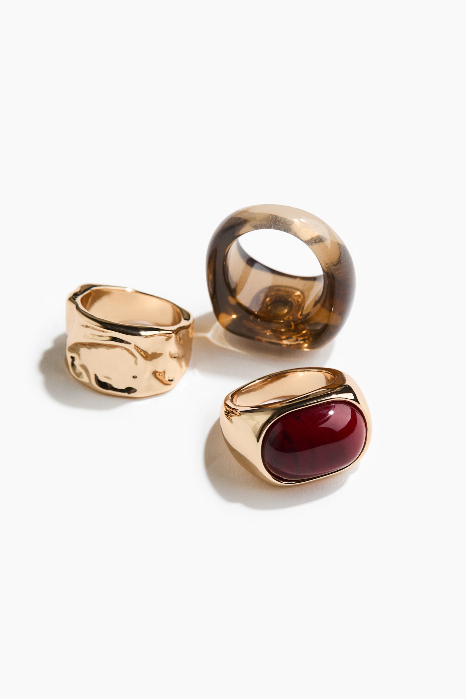 3-pack rings - Gold-coloured/Dark red - 2