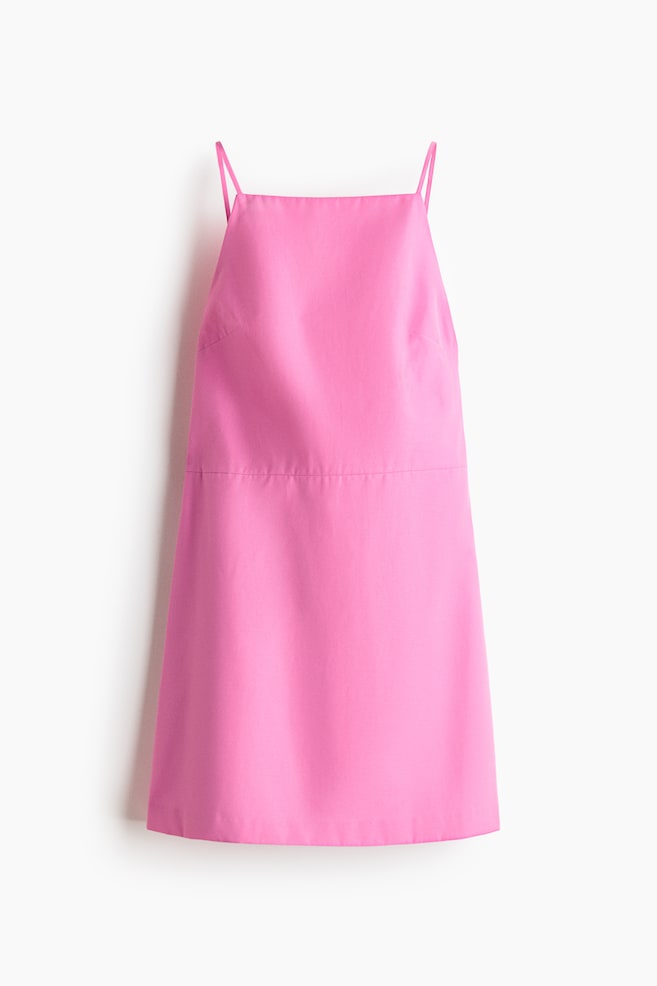 Bow-detail low-back dress - Pink/Cream - 1