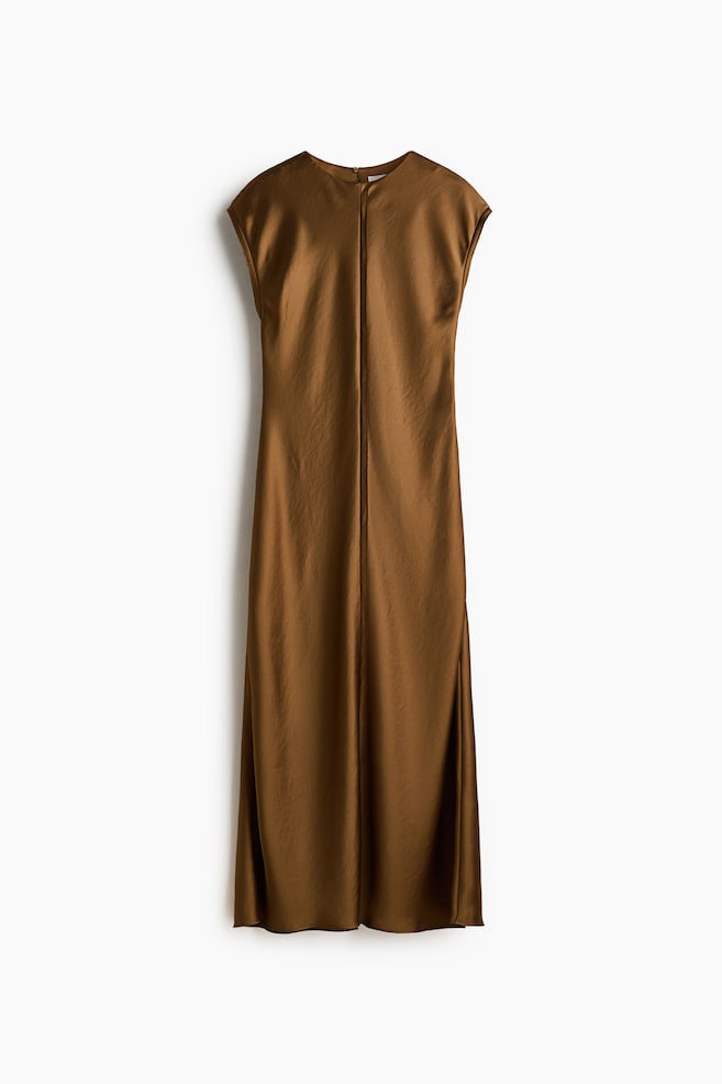 Satin midi dress - Dark beige/Ivory - 1