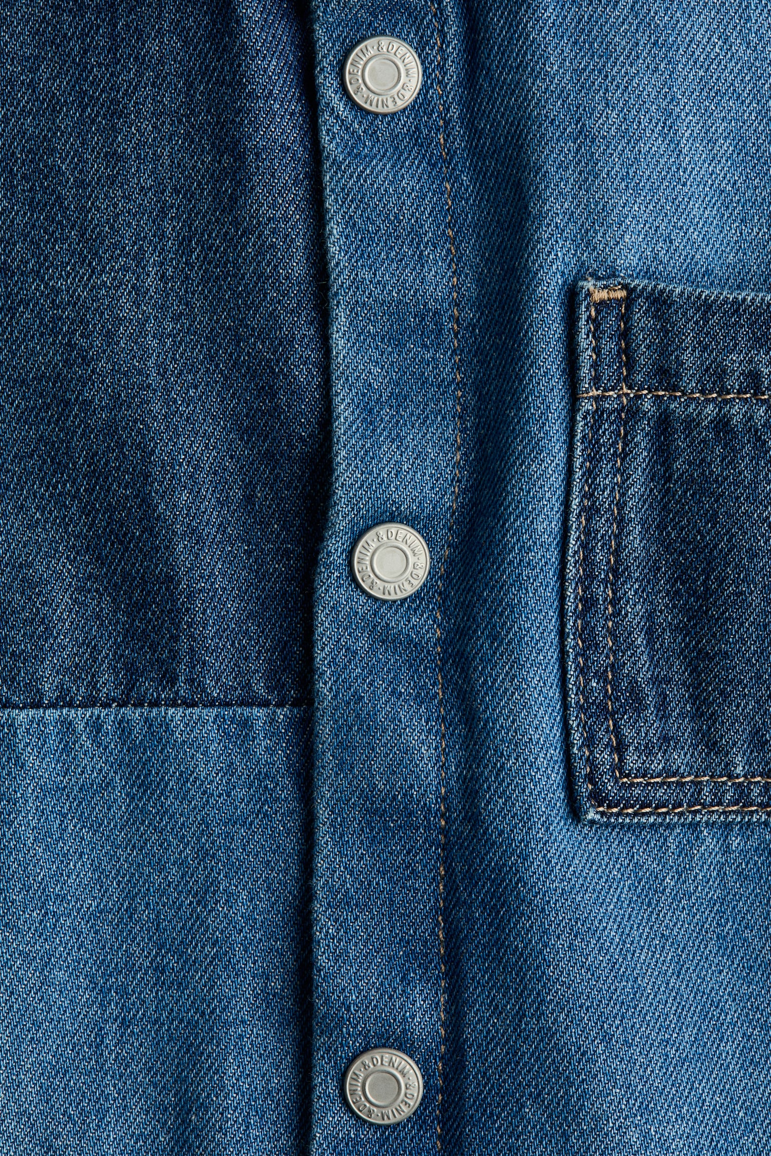 Block-coloured denim shirt - Denim blue - 2