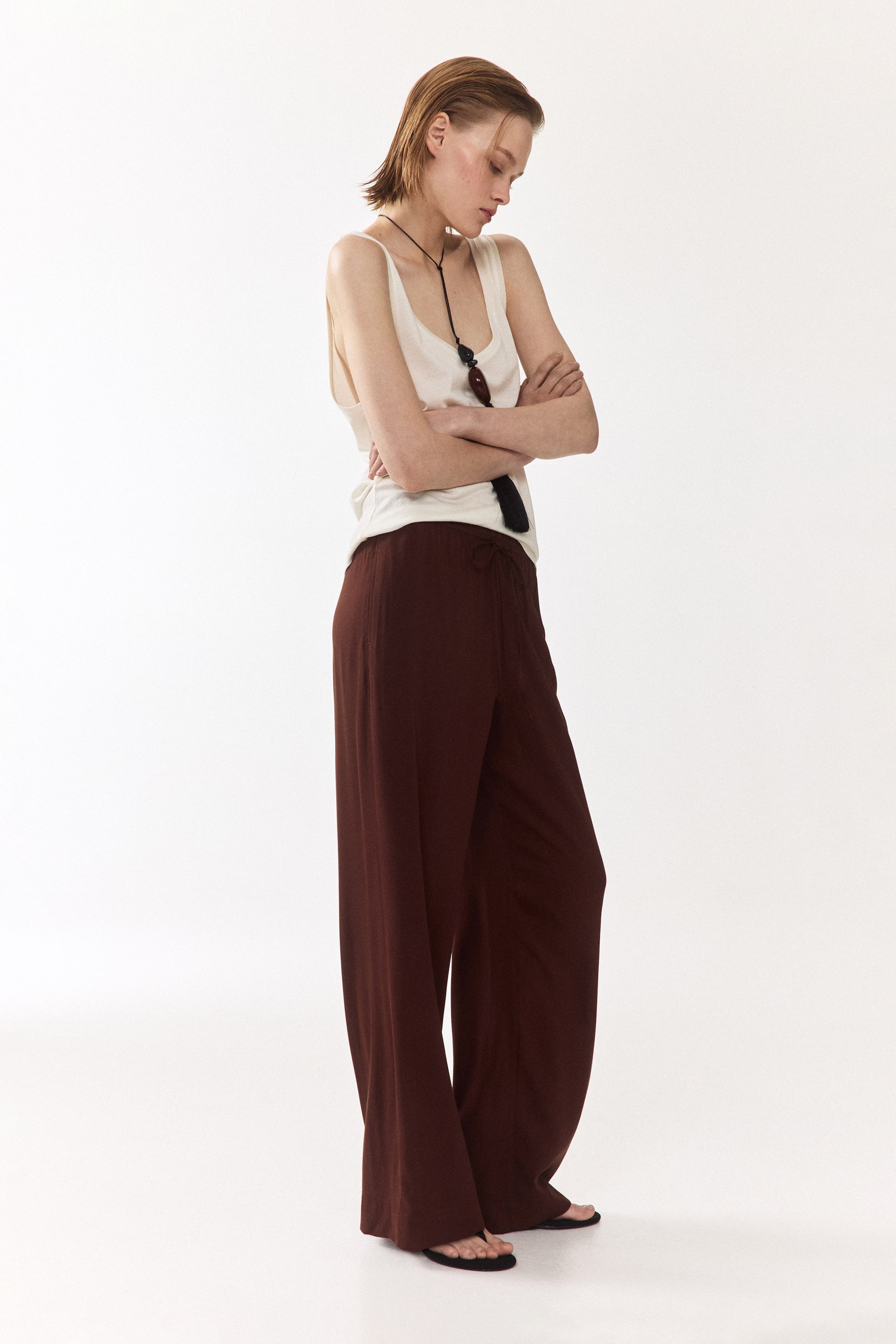 Pantalon large avec taille élastique