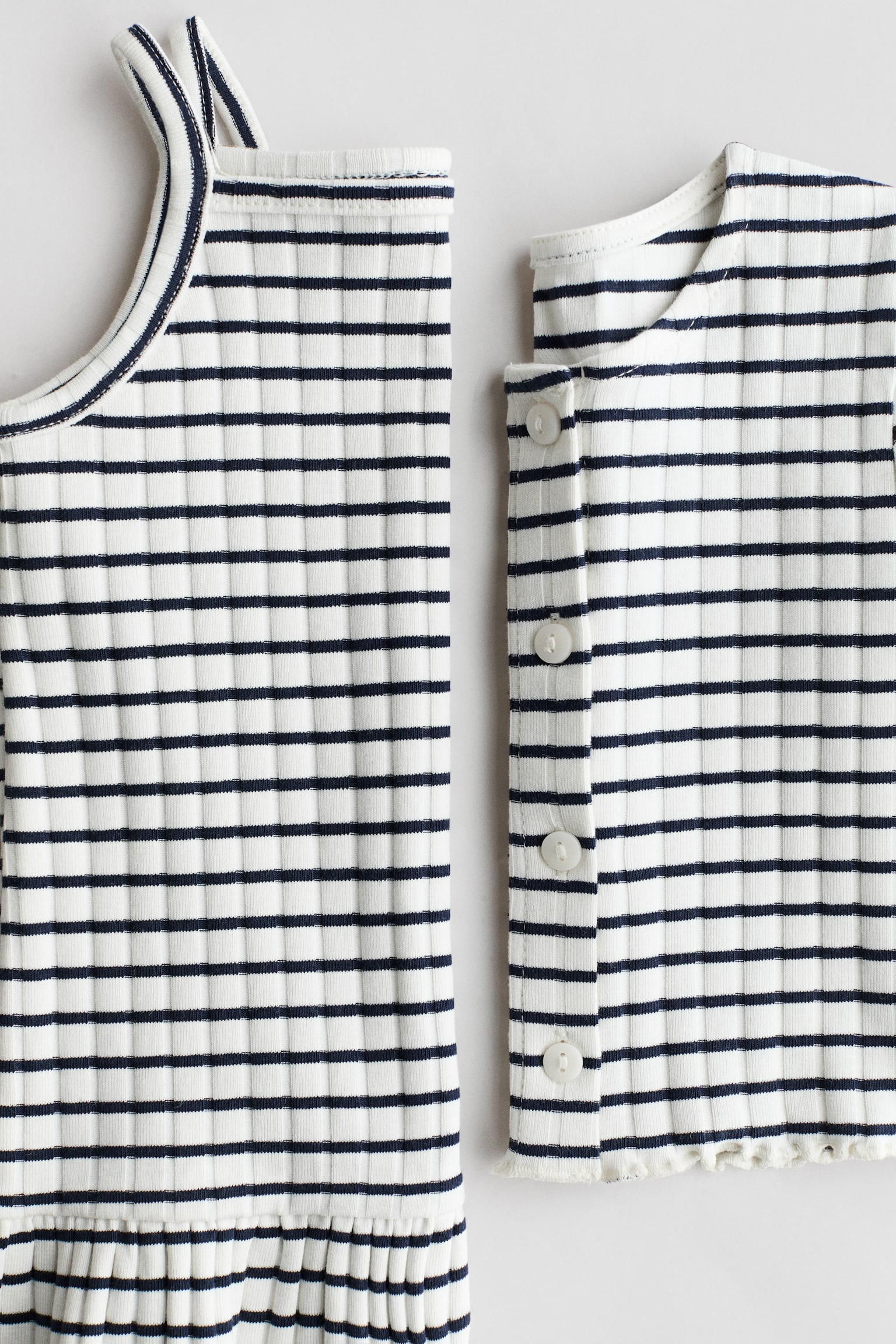 2-piece dress and cardigan set - White/Grey striped/Light pink - 2