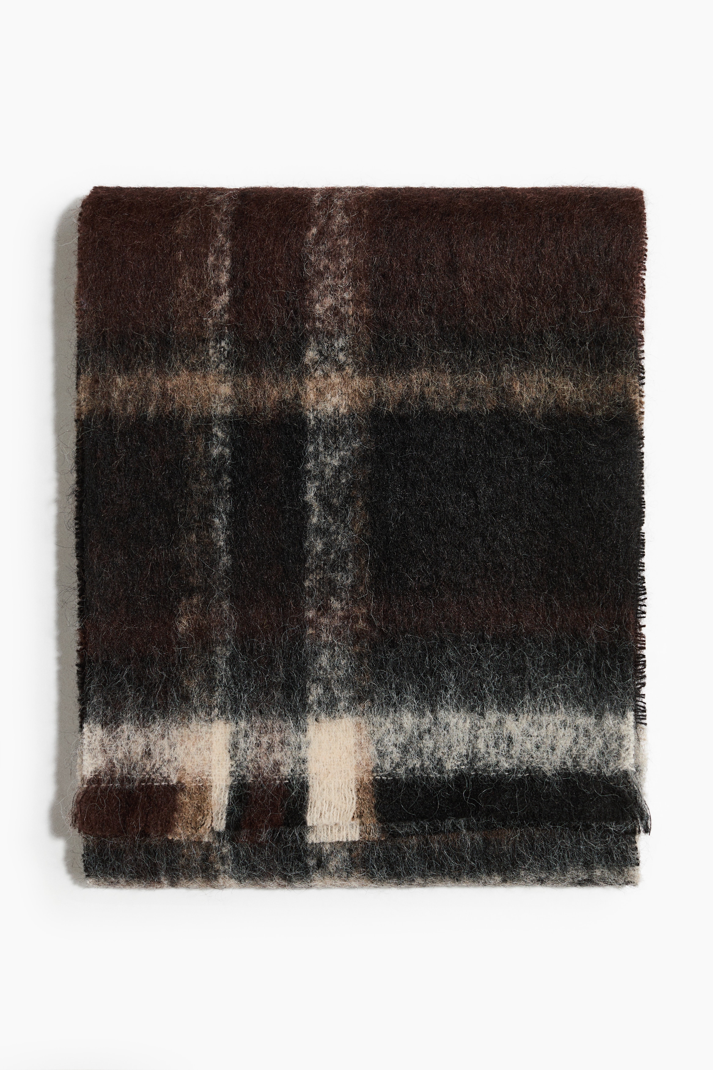 Wide scarf - Black/Checked/Light beige/Dark brown/Dusty purple