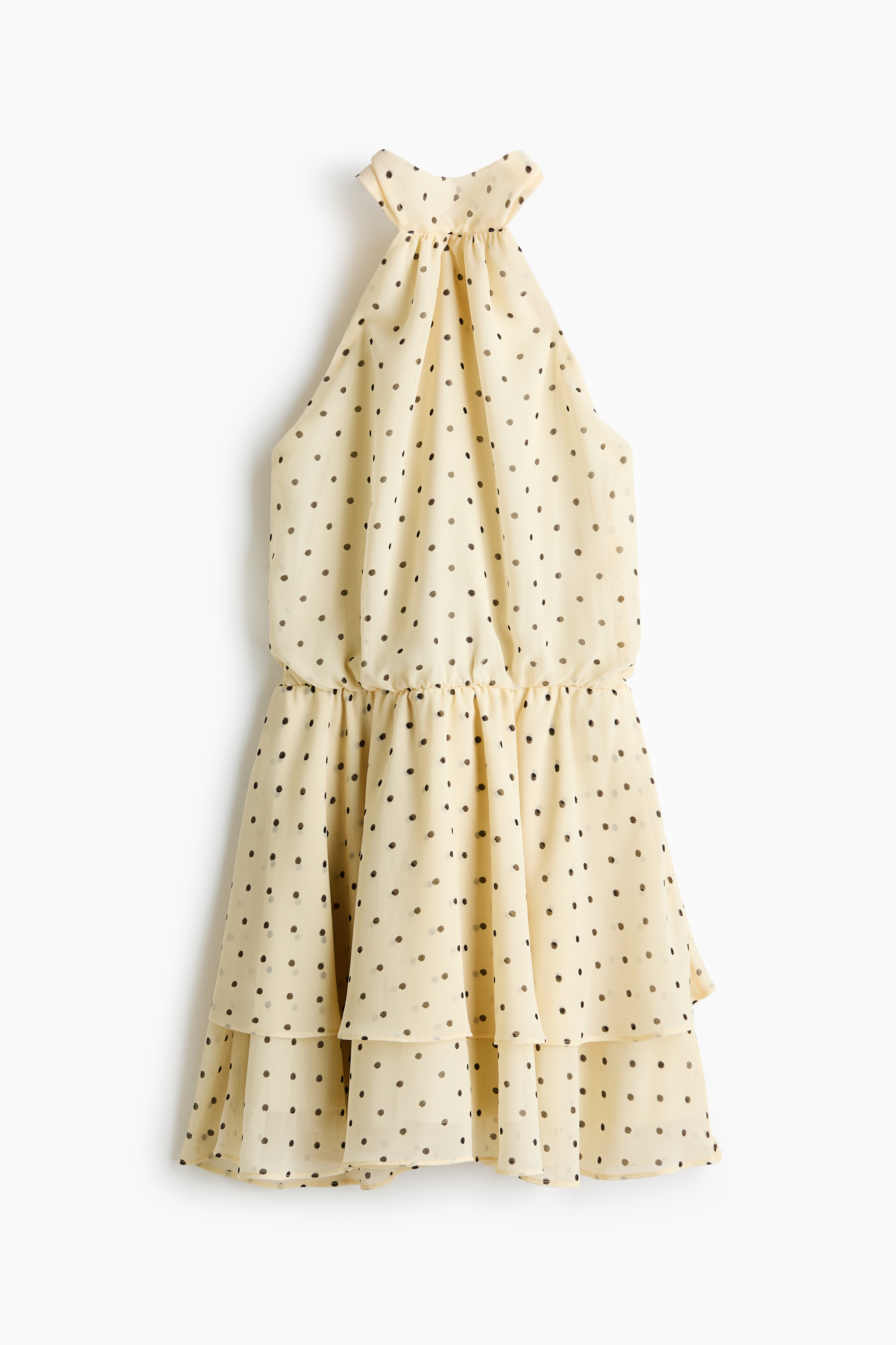 Chiffon Halterneck Dress - Pale yellow/polka dot/Black/Dark gray/floral