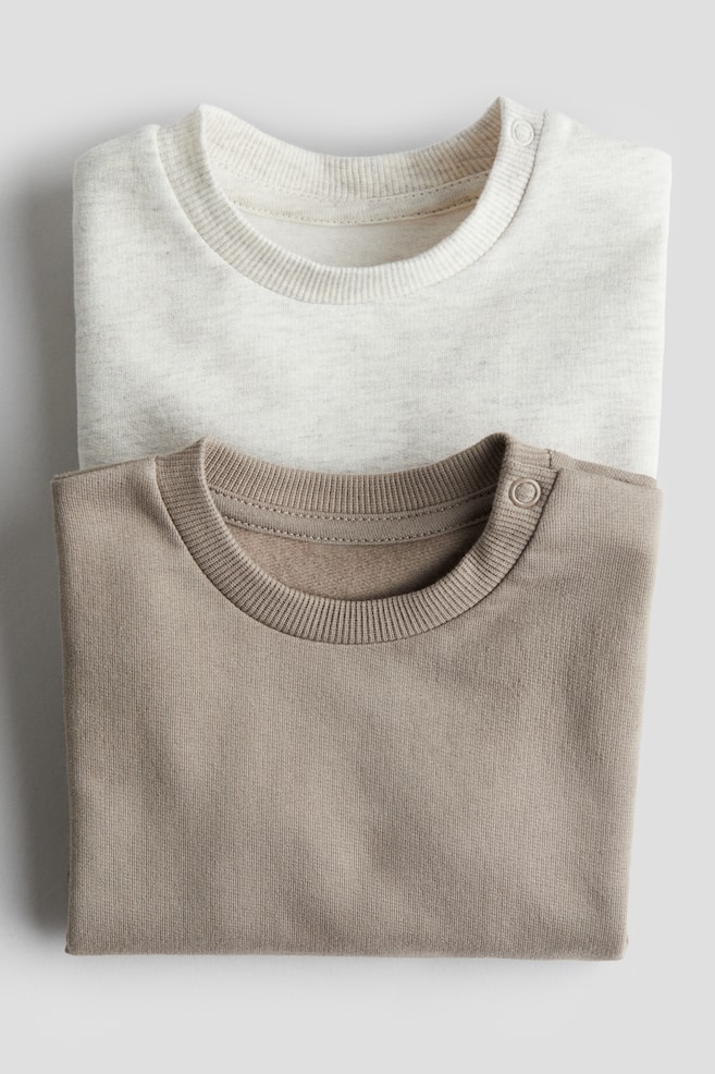 2er-Pack Baumwoll-Sweatshirts-Taupe/Naturweißmeliert - 2