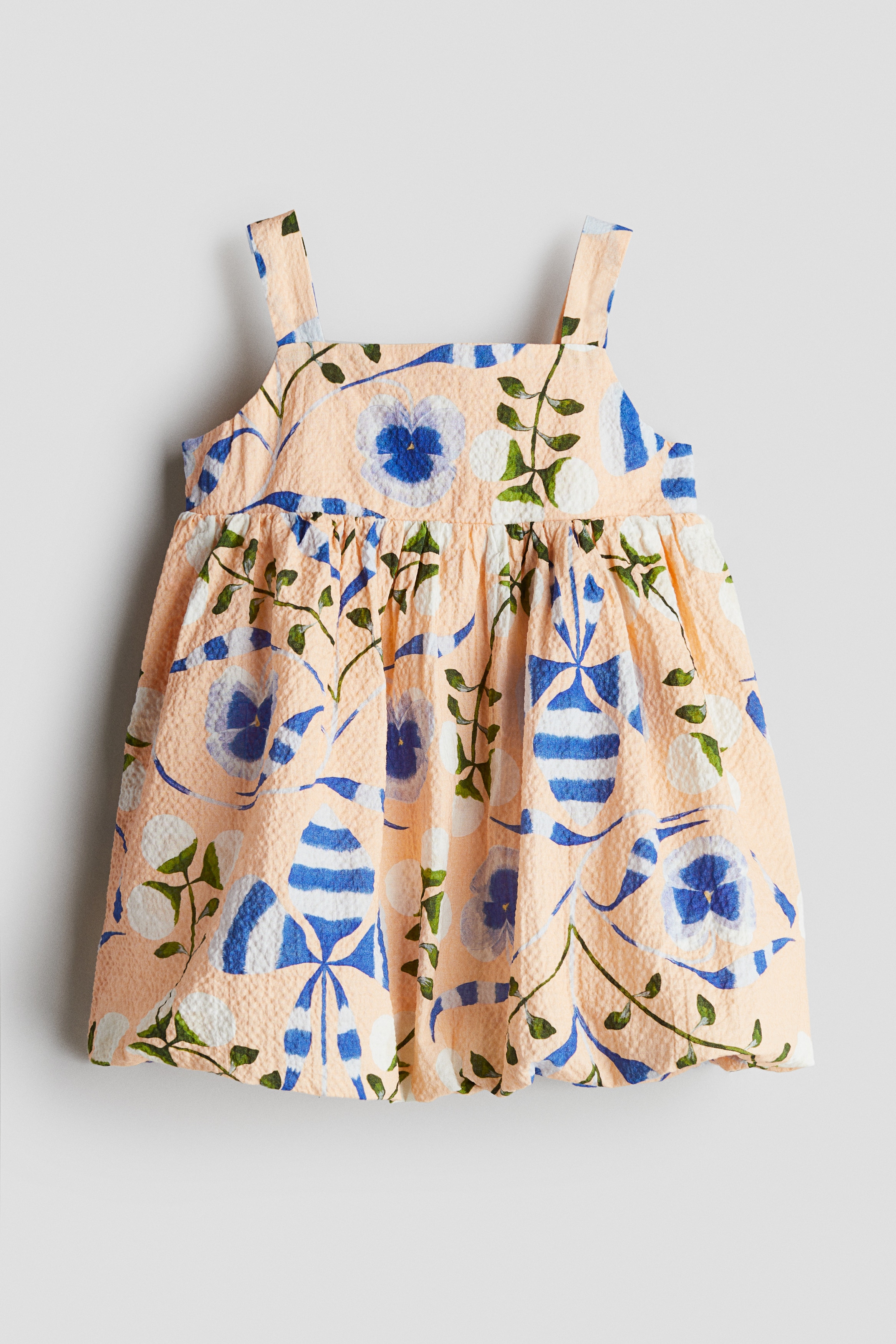 Robe en seersucker avec imprimé fleuri - Pêche/fleuri