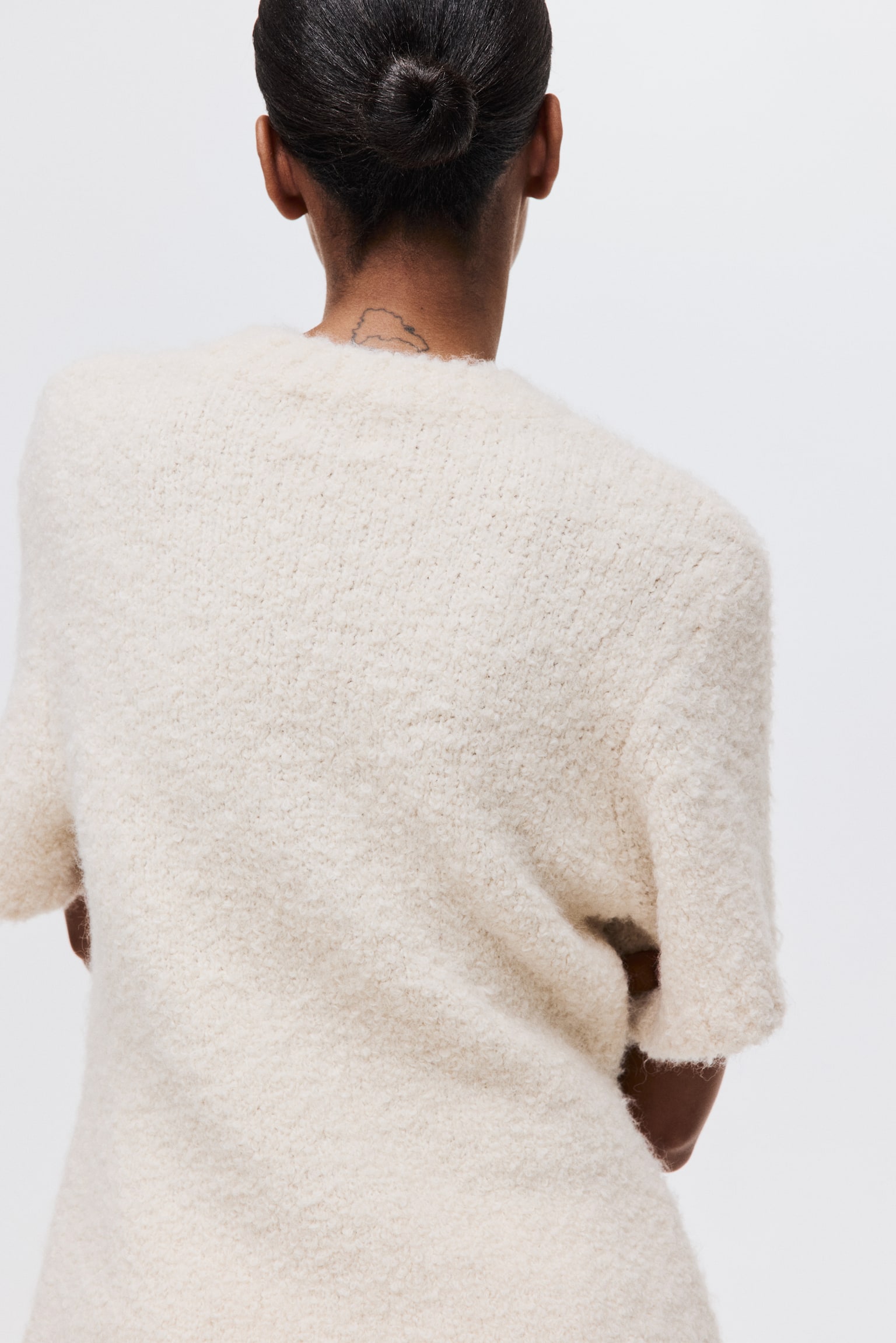 Bouclé-knit T-shirt - Cream - 6