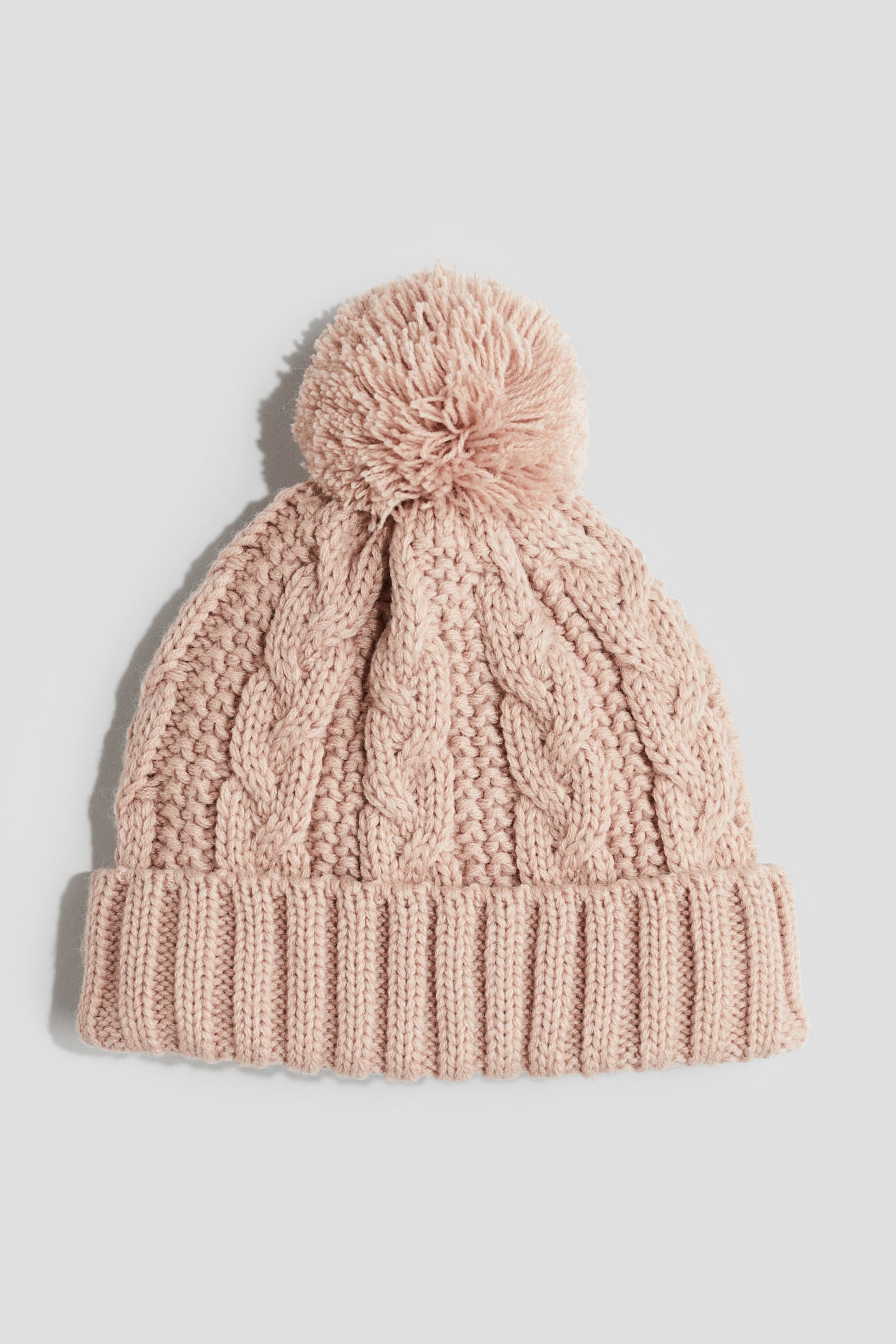 Lined cable-knit beanie - Light dusty pink/Light beige/Beige - 1