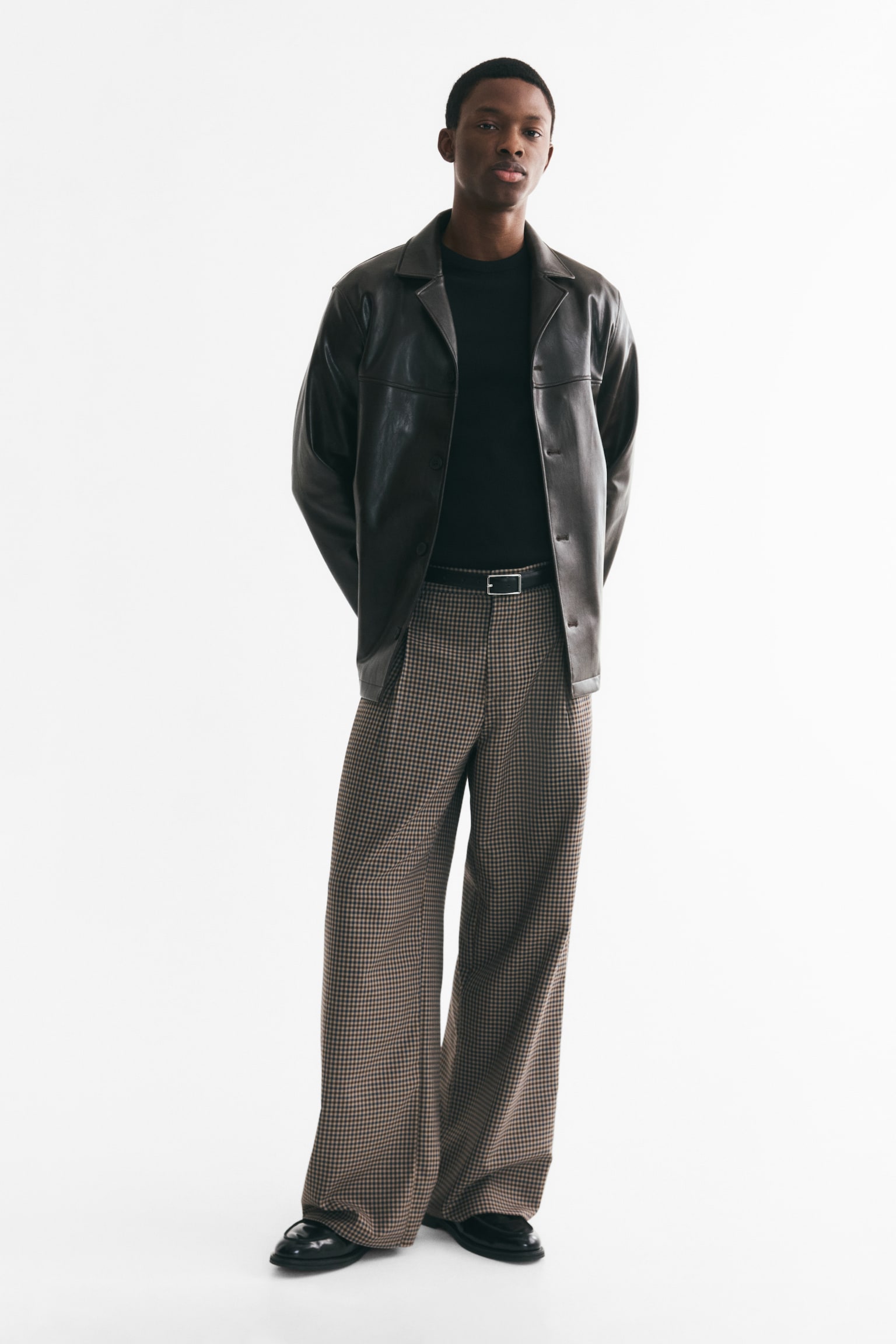 Oversized Fit Wide tailored trousers - Light mole/Checked - 1