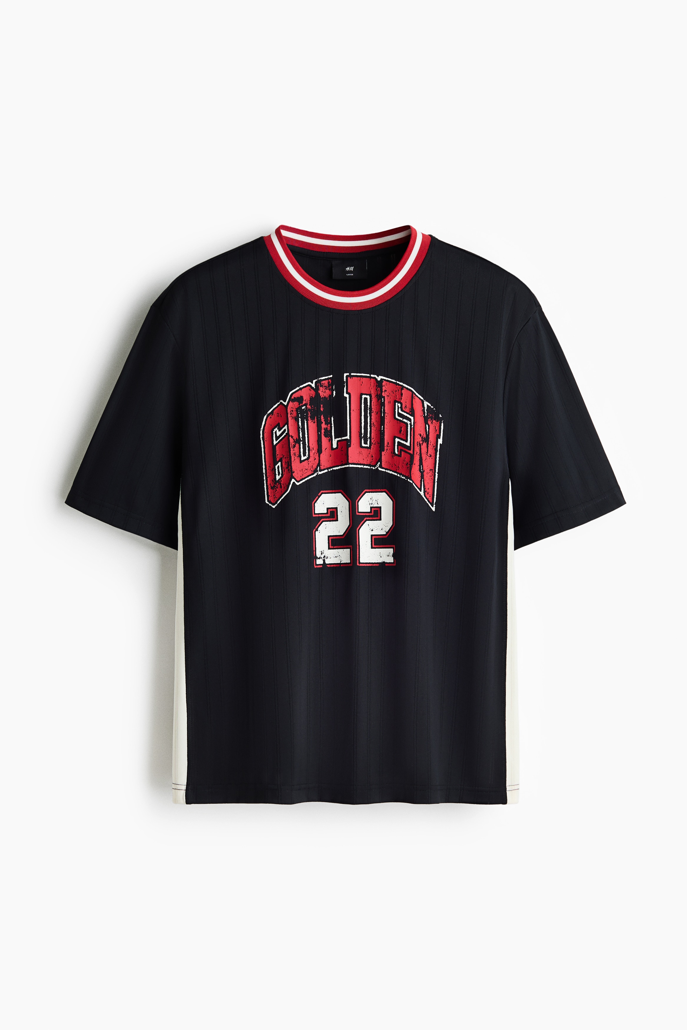 T-shirt med tryck Loose Fit - Mörkblå/Golden 22/Vinröd/Golden 22