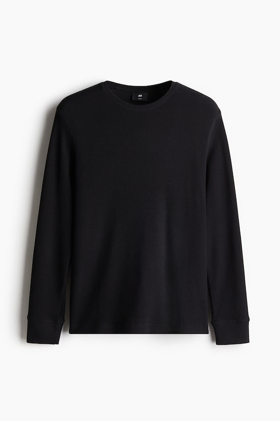 Мужские рубашки H&M Slim Fit Waffled Jersey Shirt