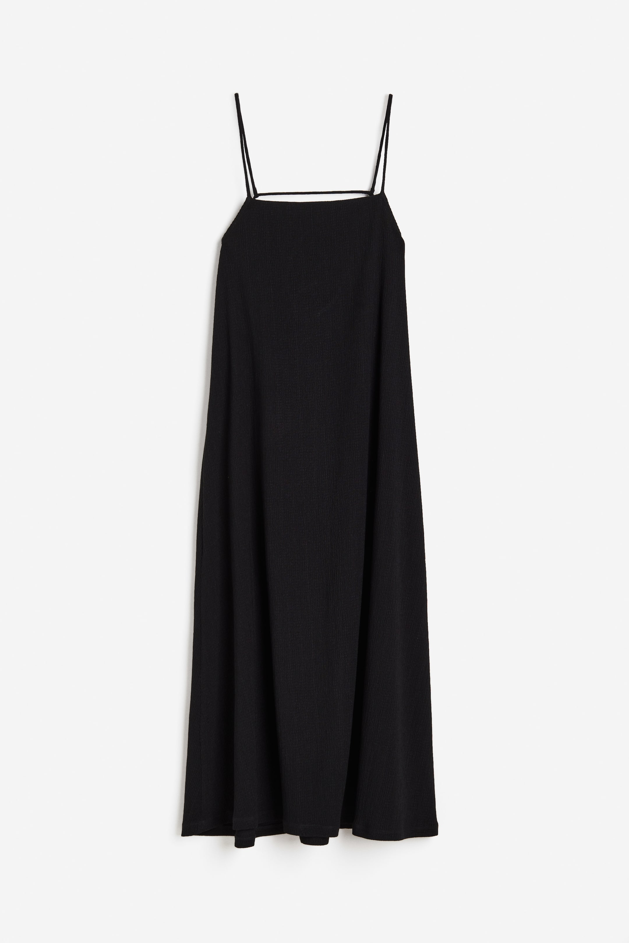 Textured Slip Dress - Square Neckline - Sleeveless - Black - Ladies | H ...