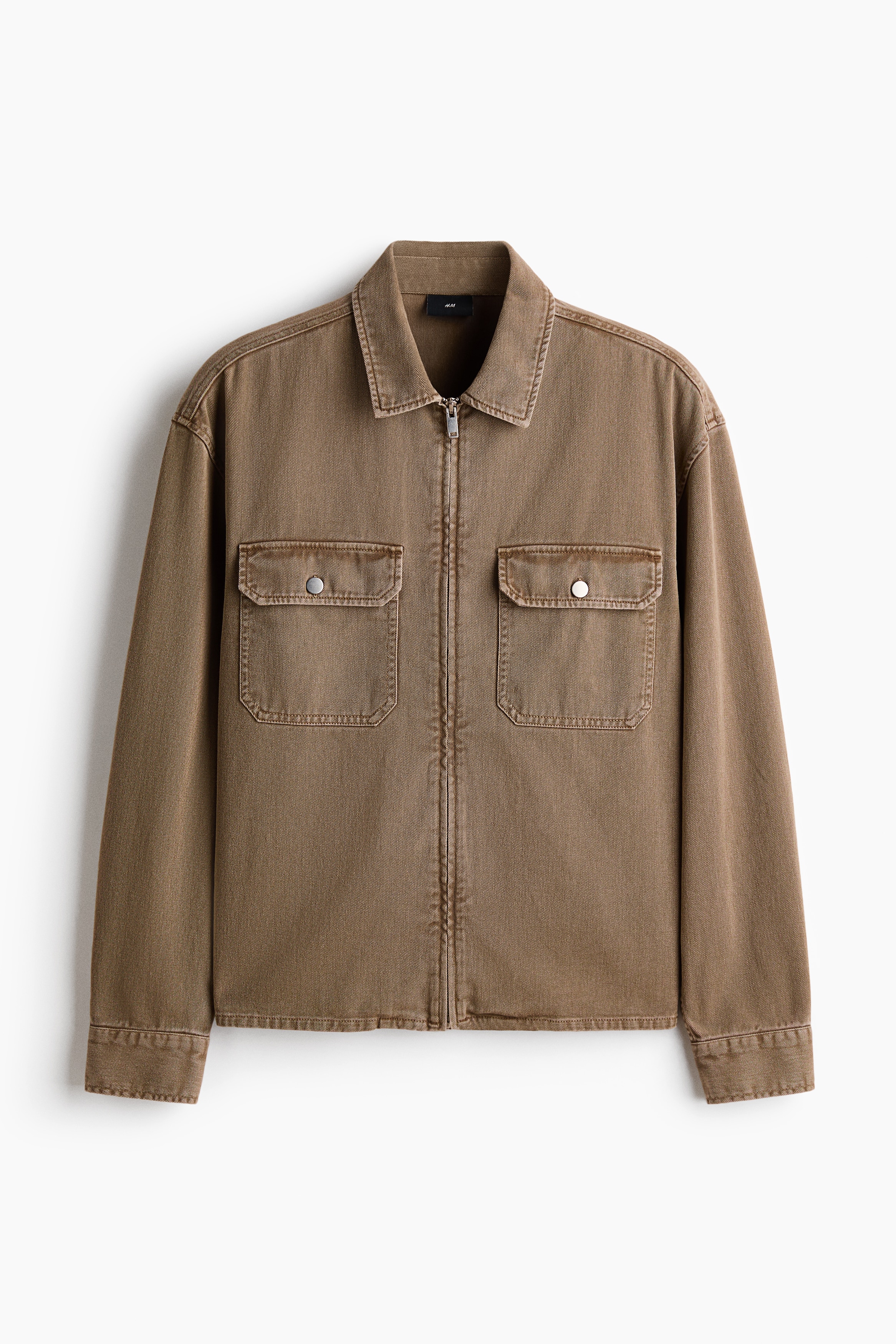 Cotton twill overshirt - Light denim brown/Dark brown