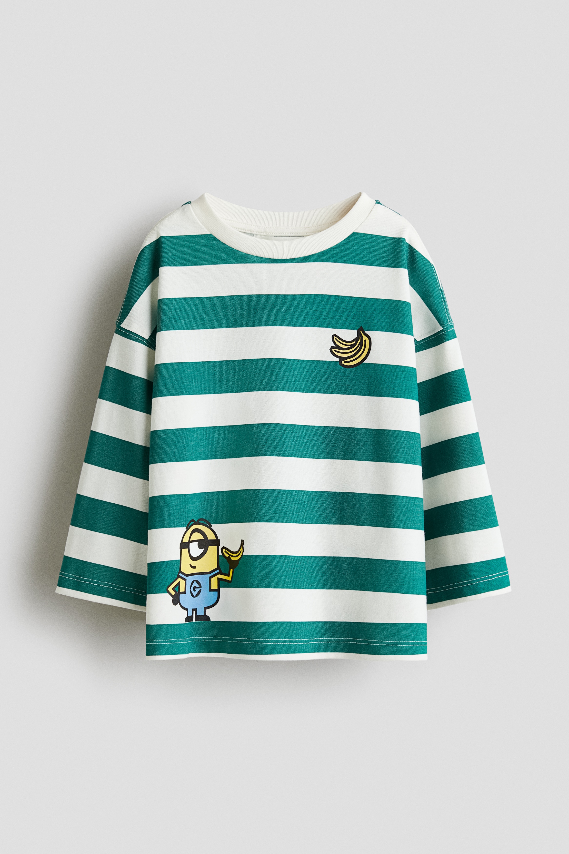 Garçon - T-shirt à manches longues en coton Rayures vertes/Minions - Size: 110/116 (4-6Y)  - H&M