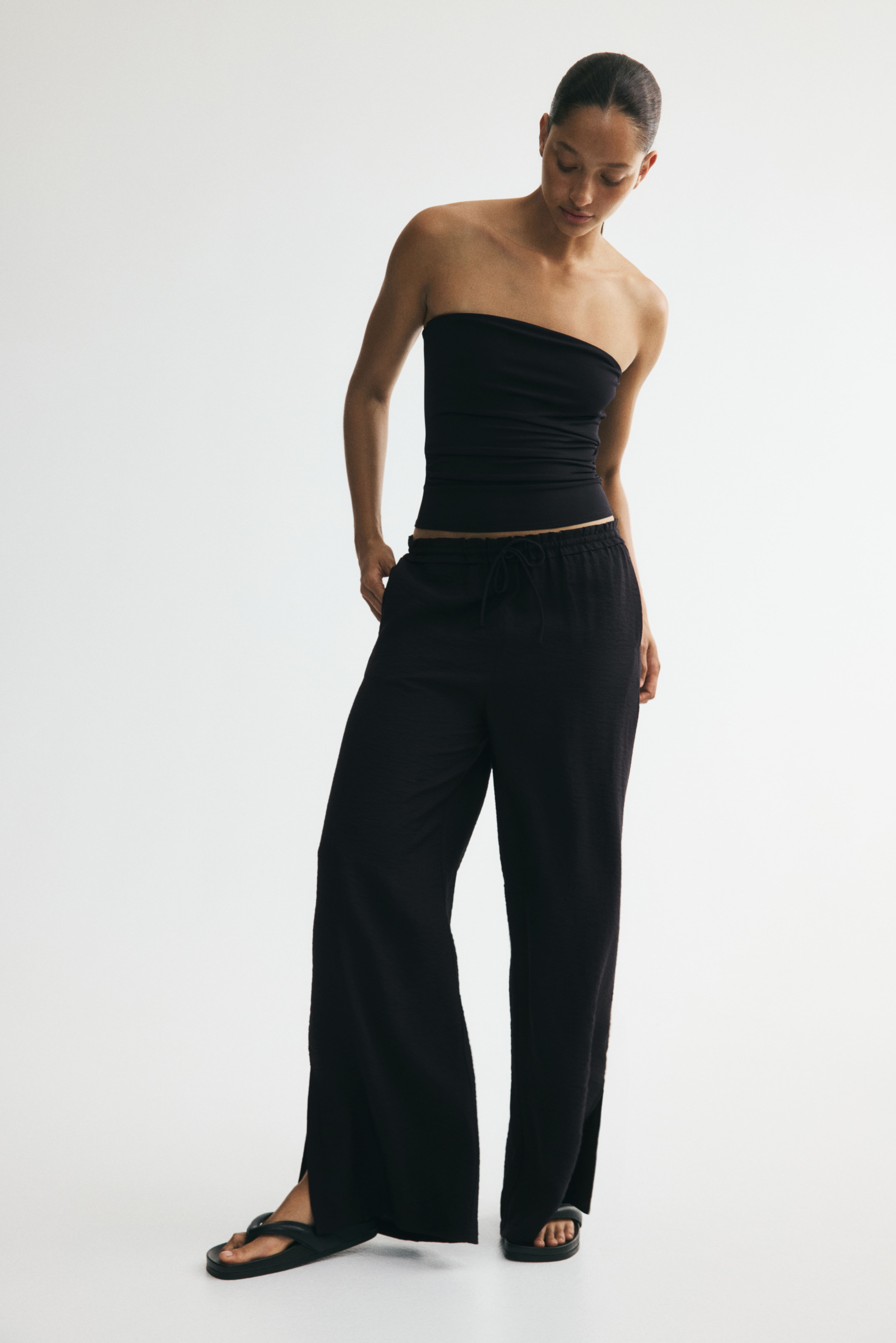 Viscose-Blend Drawstring Pants