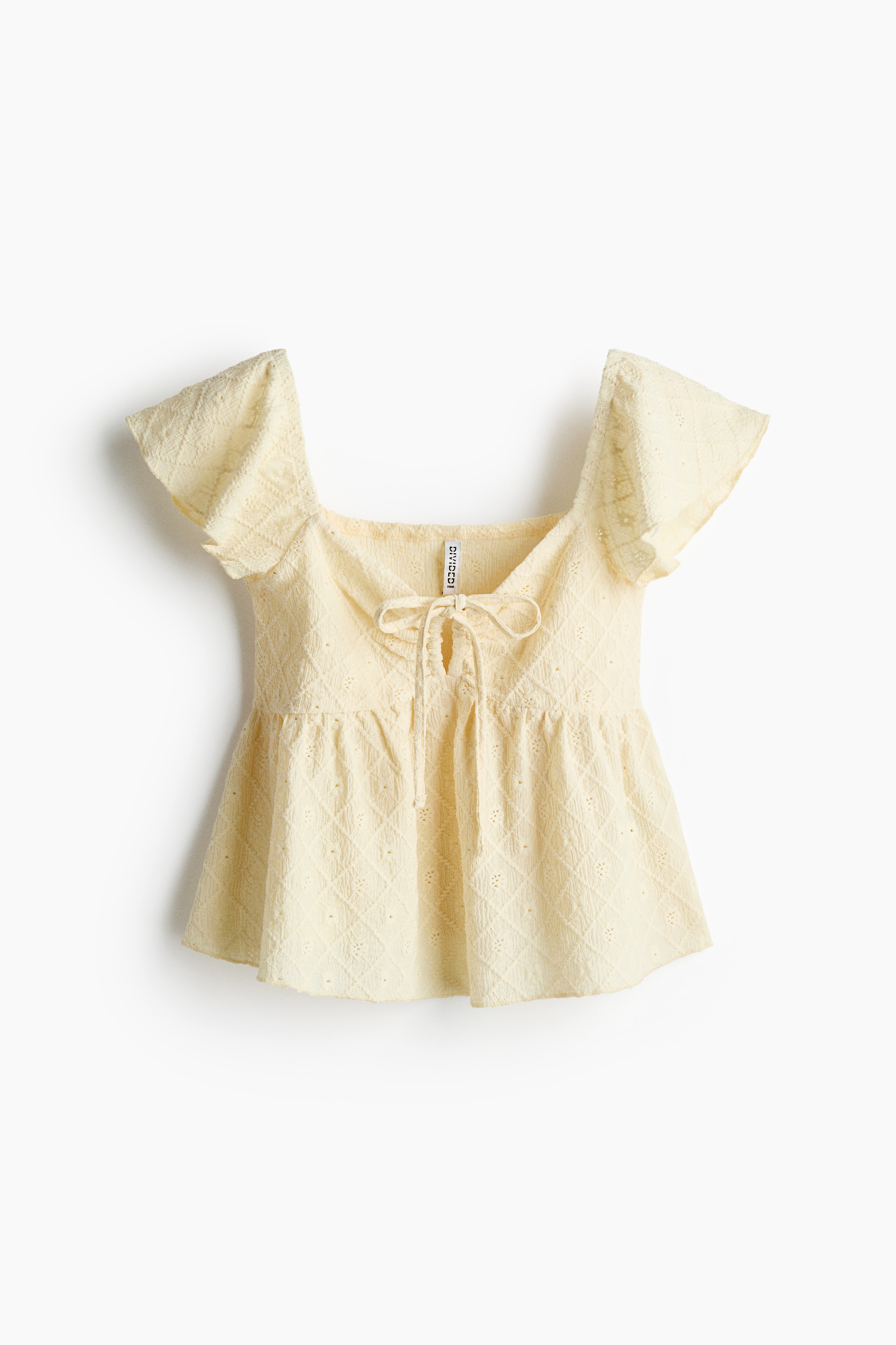 Pointelle jersey blouse - Light yellow/White/Light blue/Dark brown
