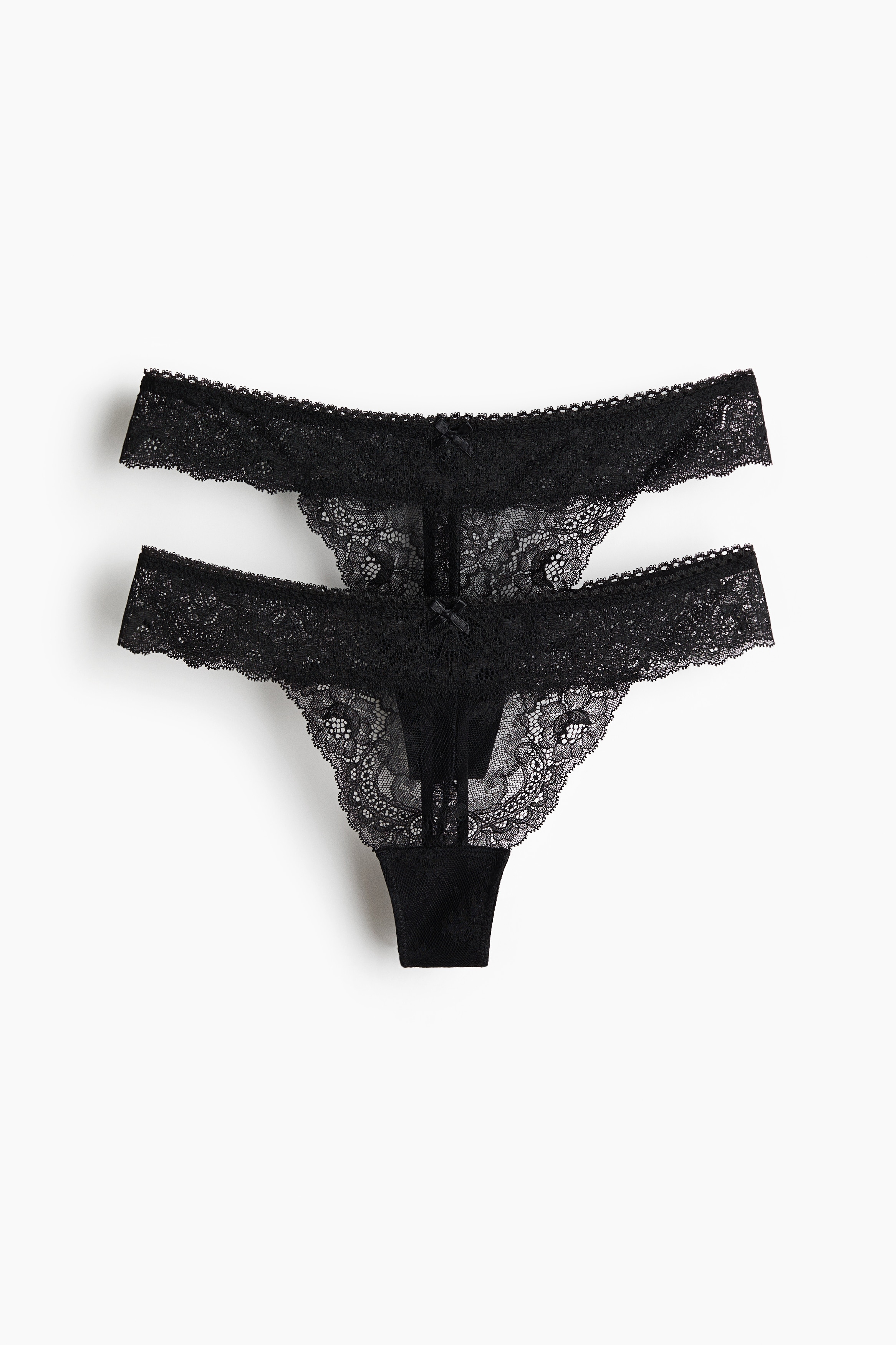 Thong in pizzo 2 pezzi - Nero/Rosa chiaro