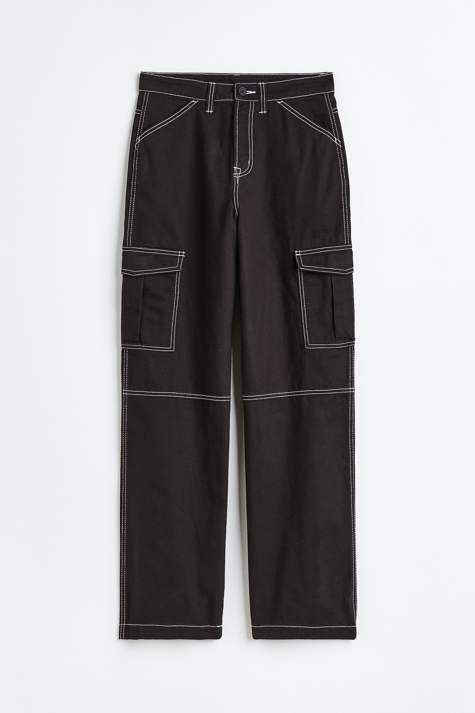 Twill Cargo Pants - Black/Light beige/Green - 1