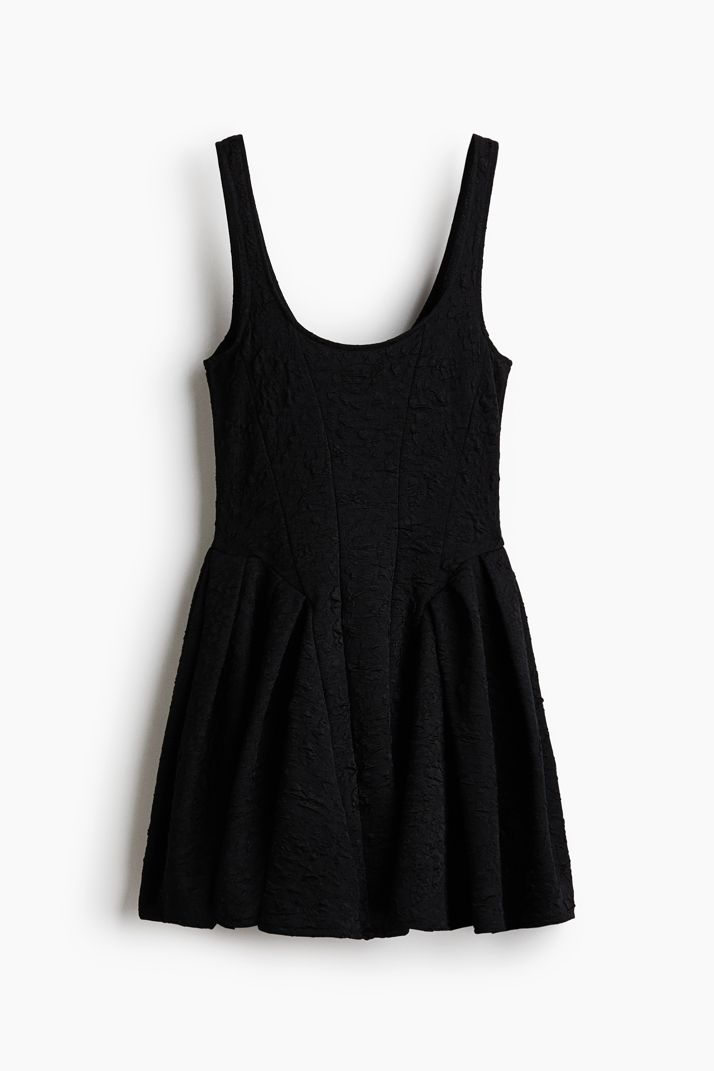 Scoop-neck flared-skirt dress - Black