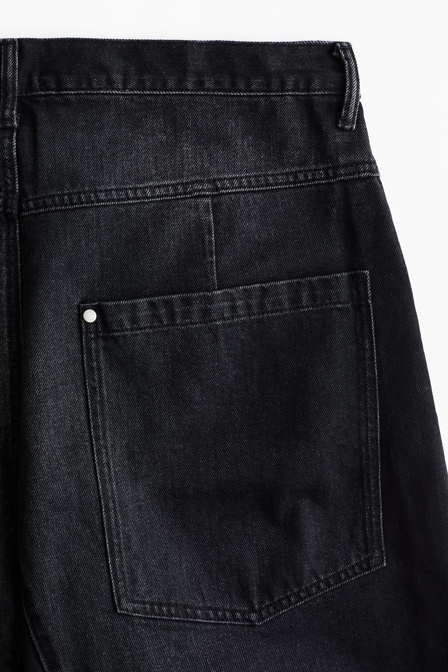 Мужские шорты H&M Baggy Barrel-Leg Denim Shorts, цвет: Джинсовый чёрный — фото 7