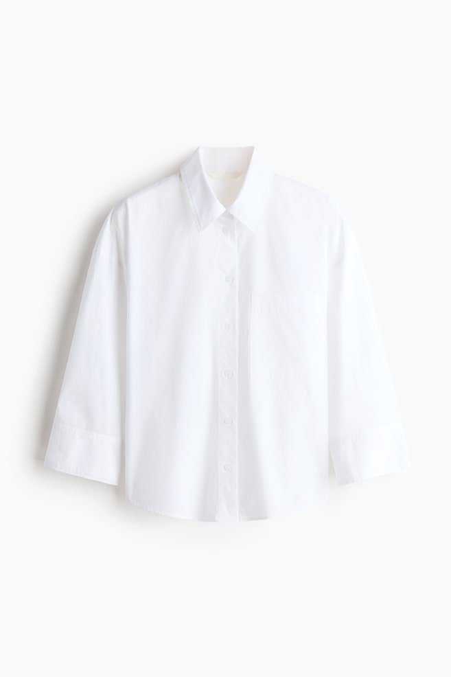 Short Poplin Shirt - White/Blue/striped/Light pink/striped/Bright green/pinstriped/Blue/striped - 1