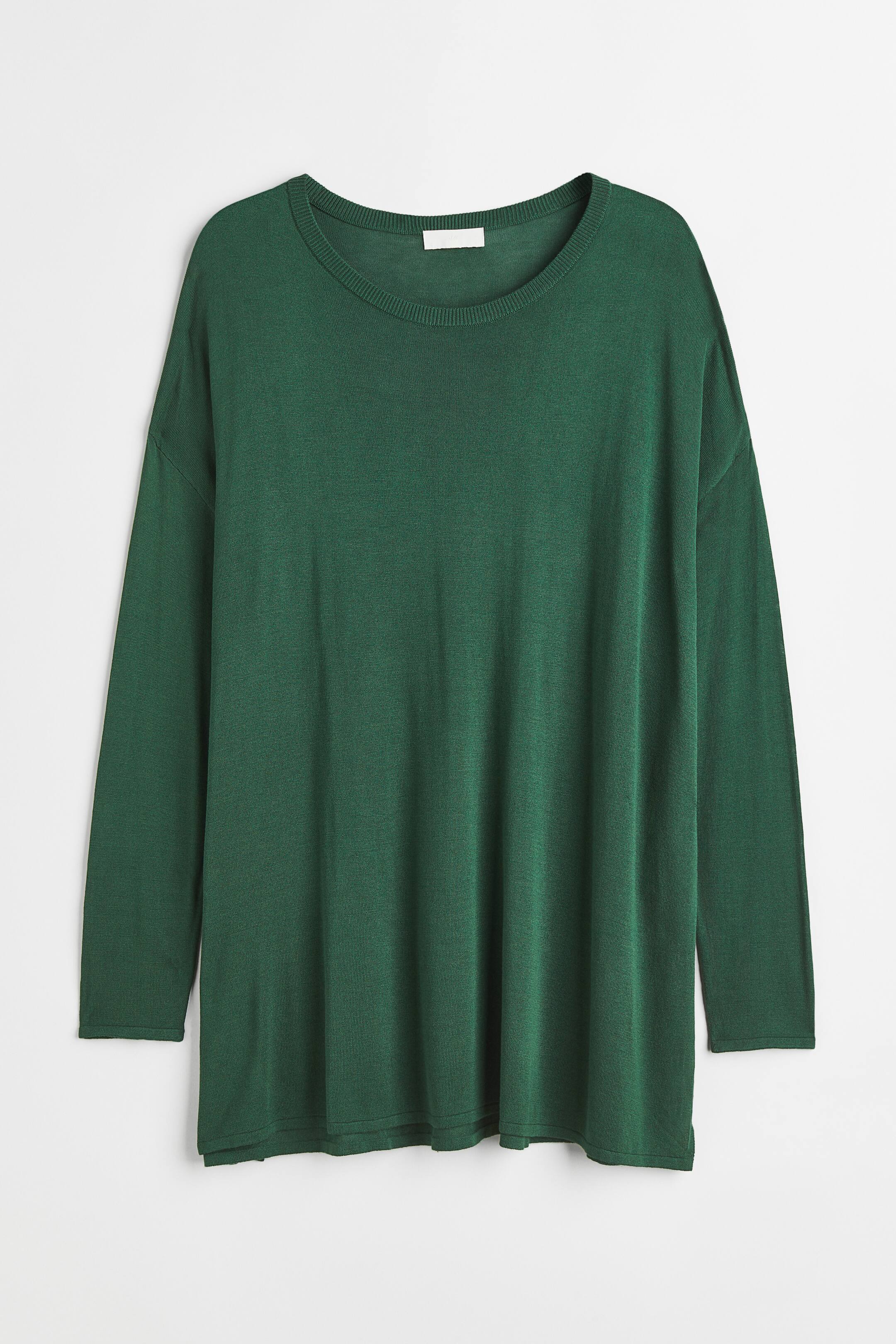 查看大圖: H&M+ 精織套衫 - 深綠色 - Ladies | H&M 1