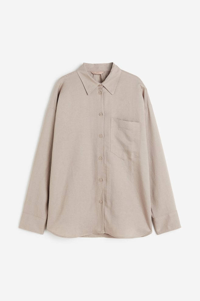 Linen-blend shirt - Greige - 2