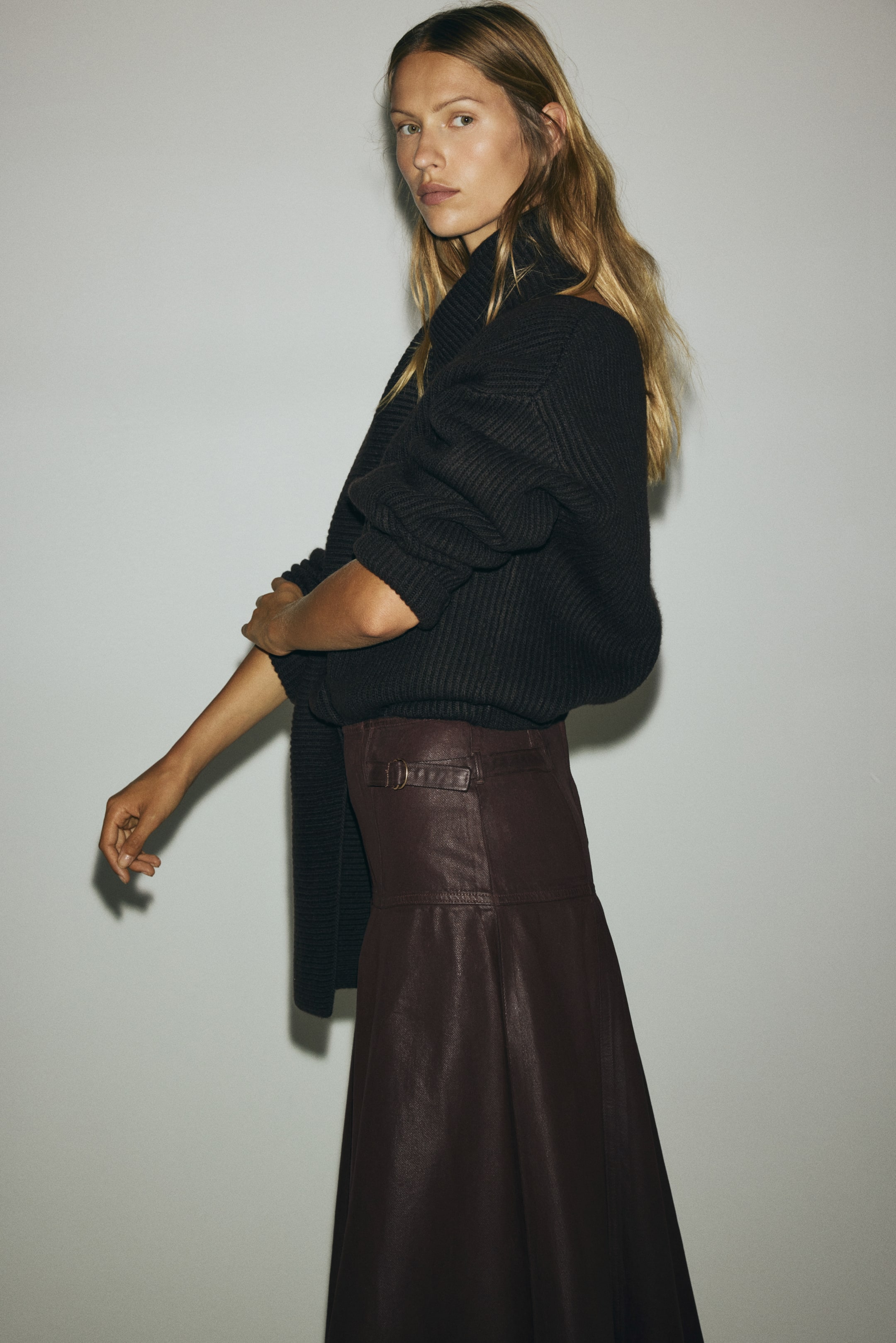 View larger image: A-Line Denim Skirt - Dark brown - Ladies | H&M US 2