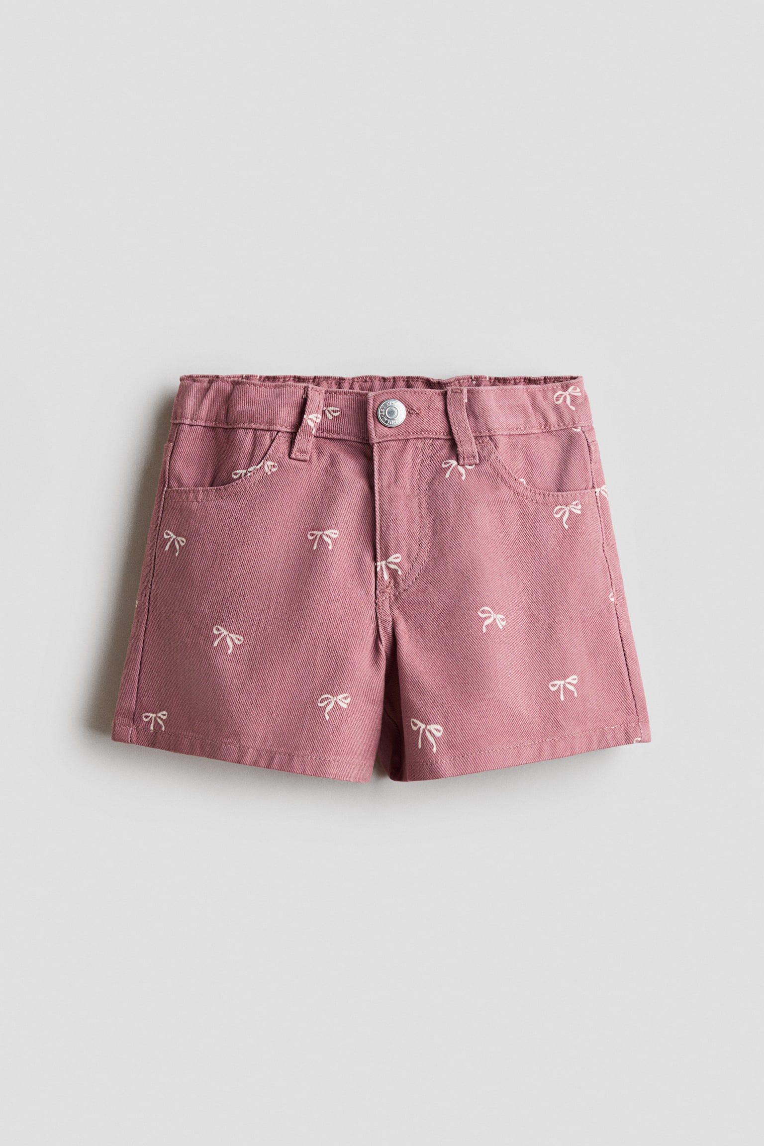 Детские шорты H&M Printed Cotton Twill, цвет: Тёмный пыльный розовый — фото 1