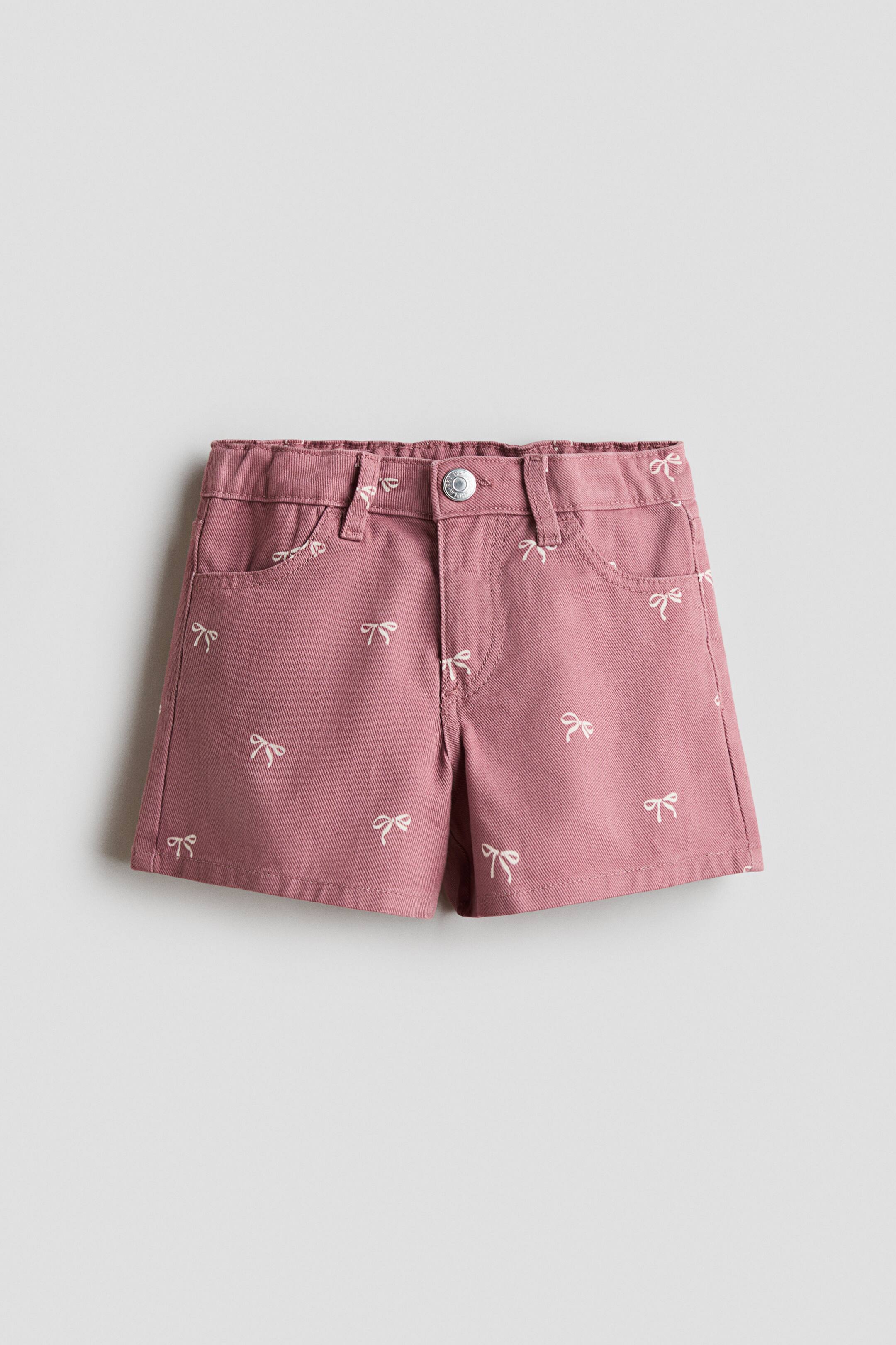 View larger image: Printed cotton twill shorts - Dark dusty pink/Bows - Kids | H&M 1