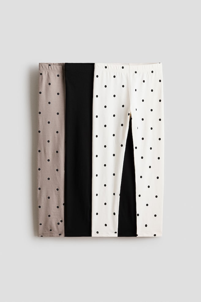 3-Pack Cotton Leggings - White/Spotted/Dusty purple/hearts/Pale purple/hearts/Pink/hearts/Black/Light pink/light blue - 1