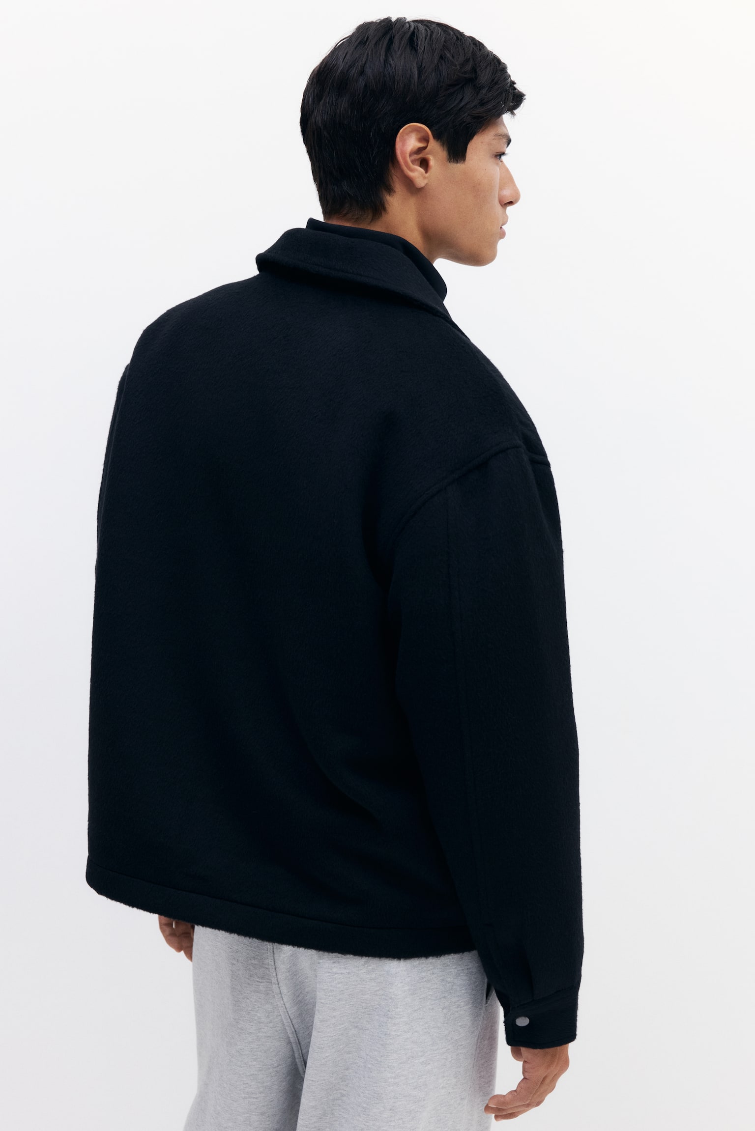 Wool-blend overshirt - Negro/Gris claro - 6