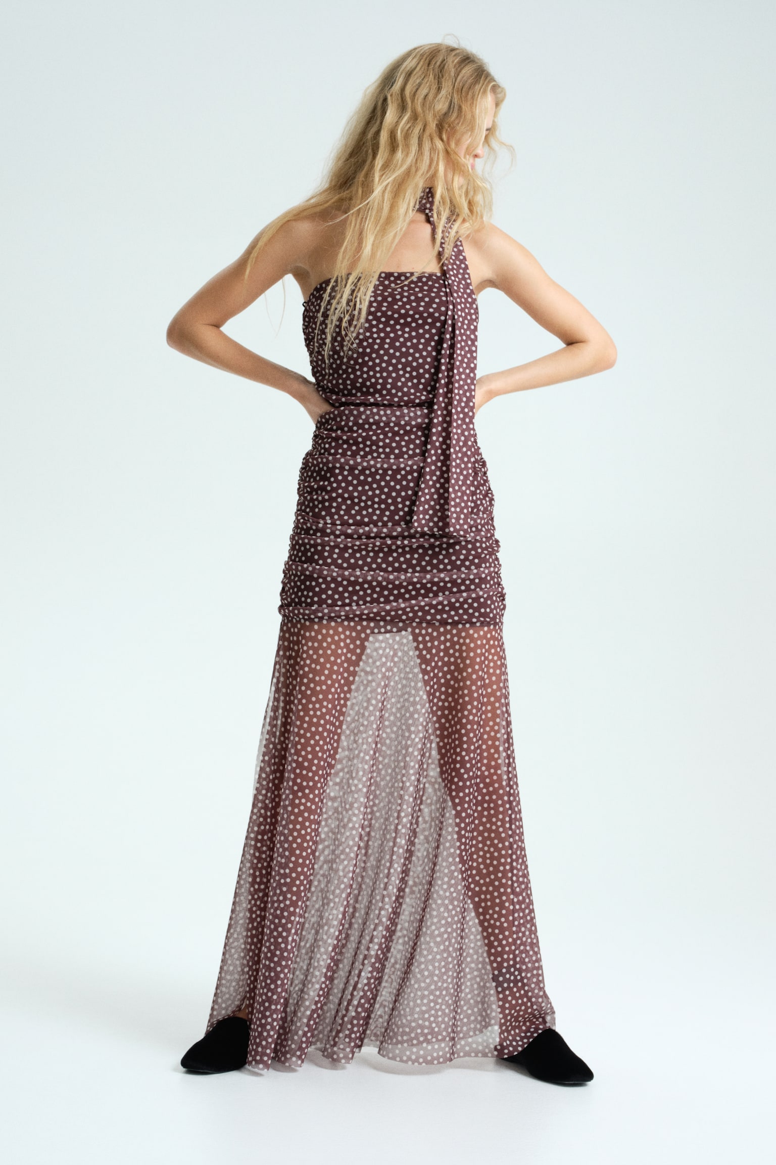 Женское платье H&M Draped Mesh, цвет: Тёмный коричневый — фото 2