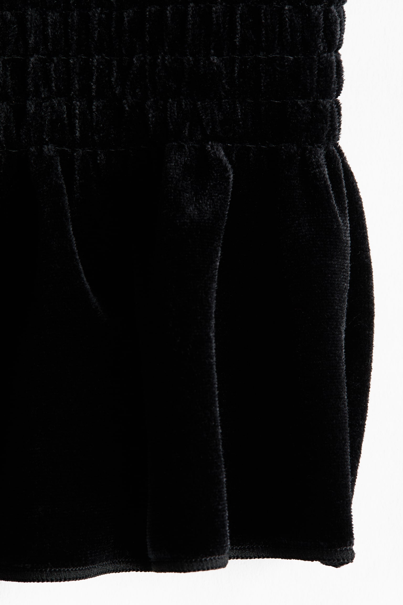 Top bandeau en velours smocké - Noir - 4