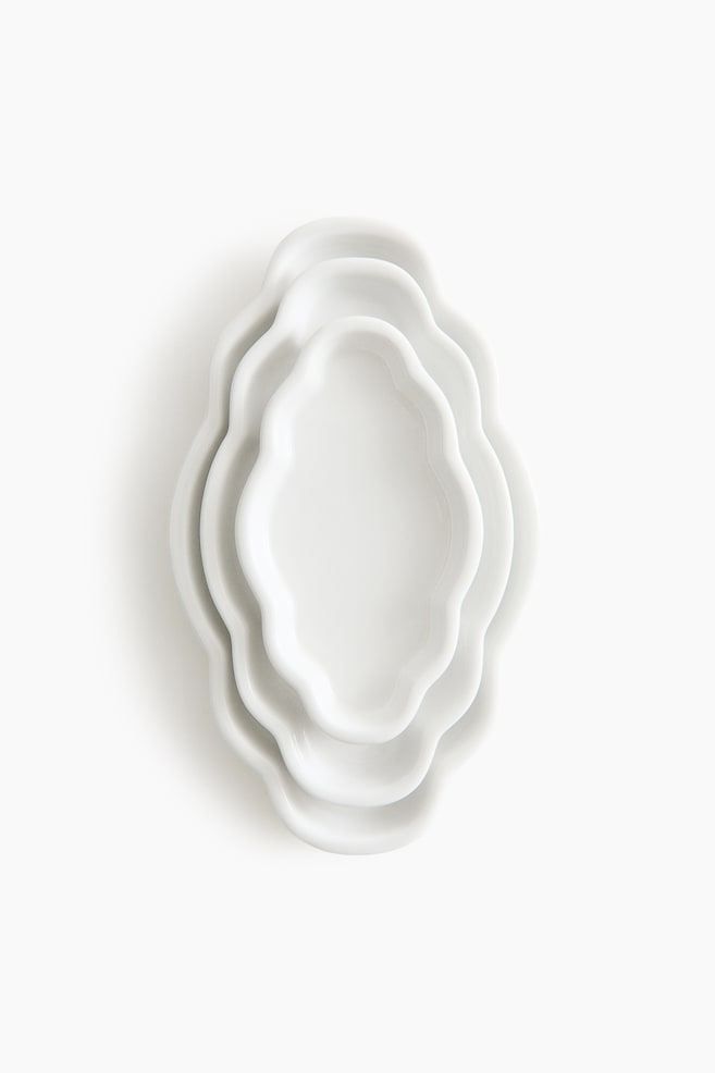 3-piece porcelain serving plate set - White - 1