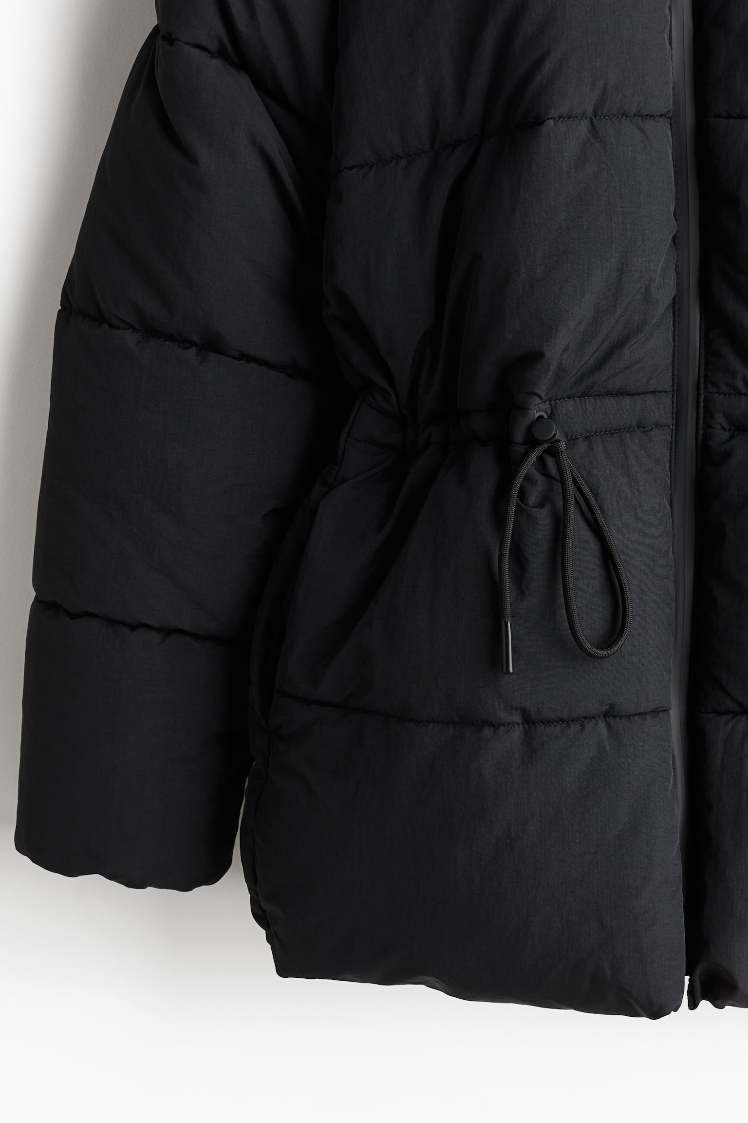 Oversized drawstring-waist puffer jacket - ブラック/ダークブラウン - 5