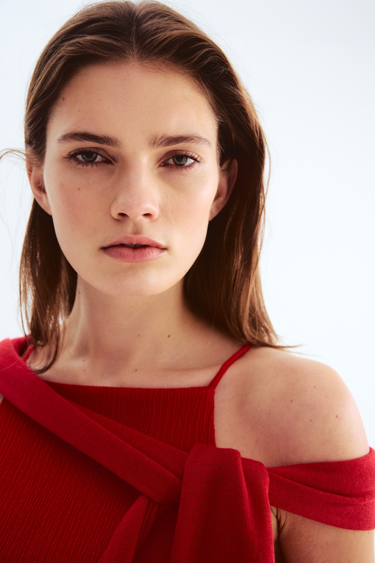 Textured jersey strappy dress - Red/Navy blue - 3
